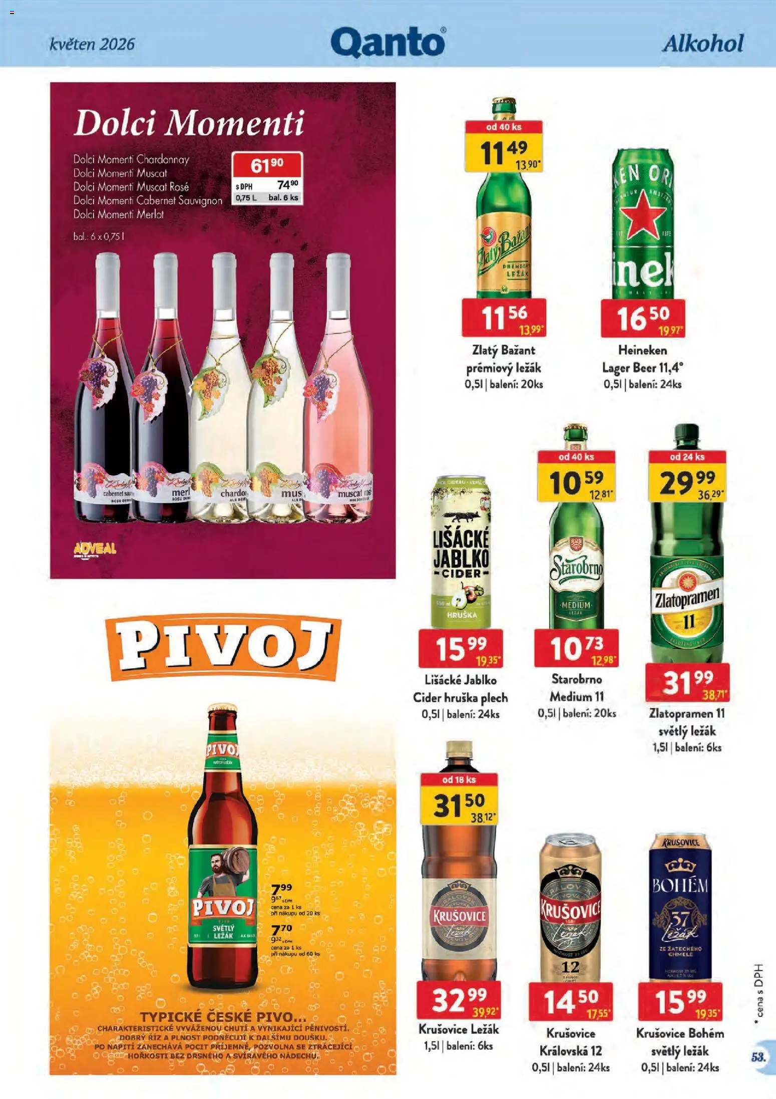 Astur & Qanto leták - Velkoobchod 05/2026 od 01.05.2026 | Strana: 53 | Produkty: Heineken, Zlatý Bažant, Krušovice, Zlatopramen 11