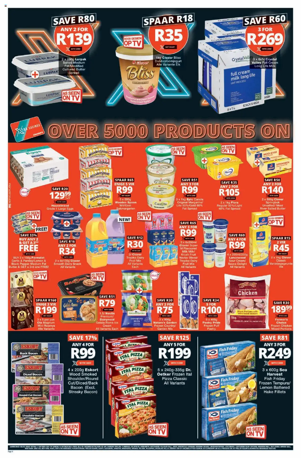New Checkers catalogue – valid from 17.10.2025 | Page: 4 | Products: TV, Chicken, Cream, Fruit