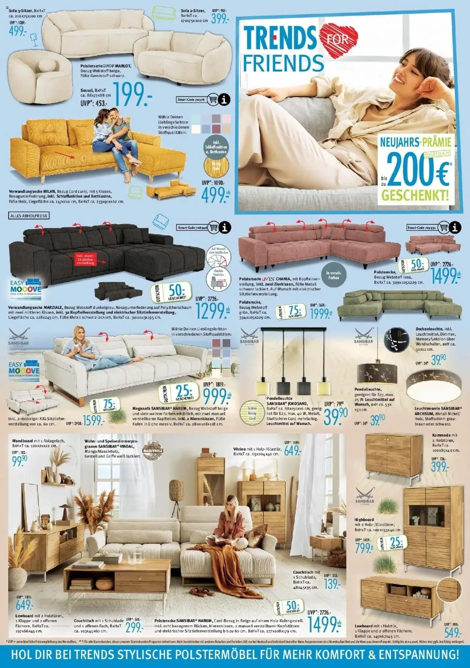 Trends - Ostermann Trends: Neue Möbel wirken Wunder. – gültig ab 02.01.2025 | Seite: 2 | Produkte: Lowboard, HIghboard, Wandboard, Sofa