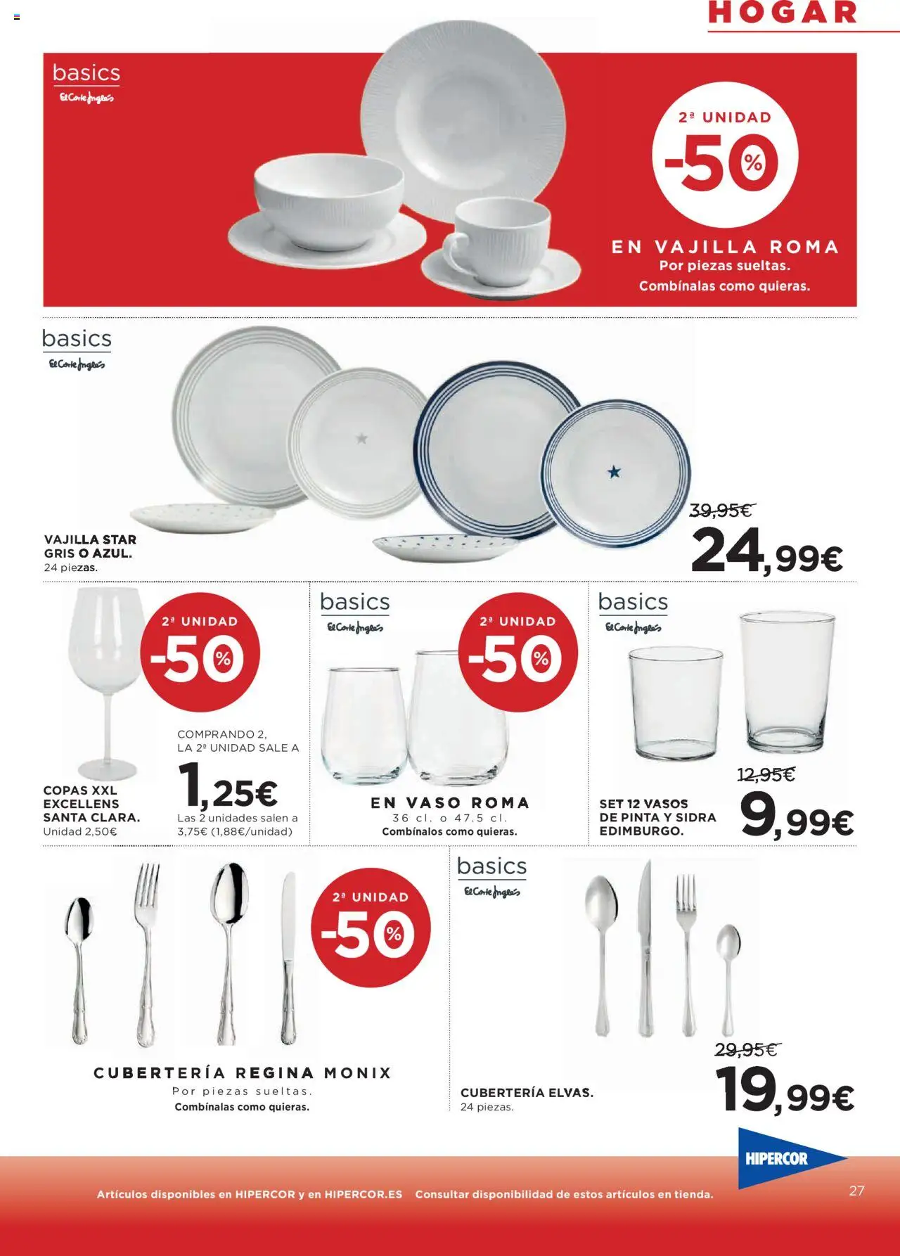 Hipercor catálogo │ válido desde el 09.10.2025 | Página: 31 | Productos: Vasos, Βρεφικό κρεβάτι, Cubertería