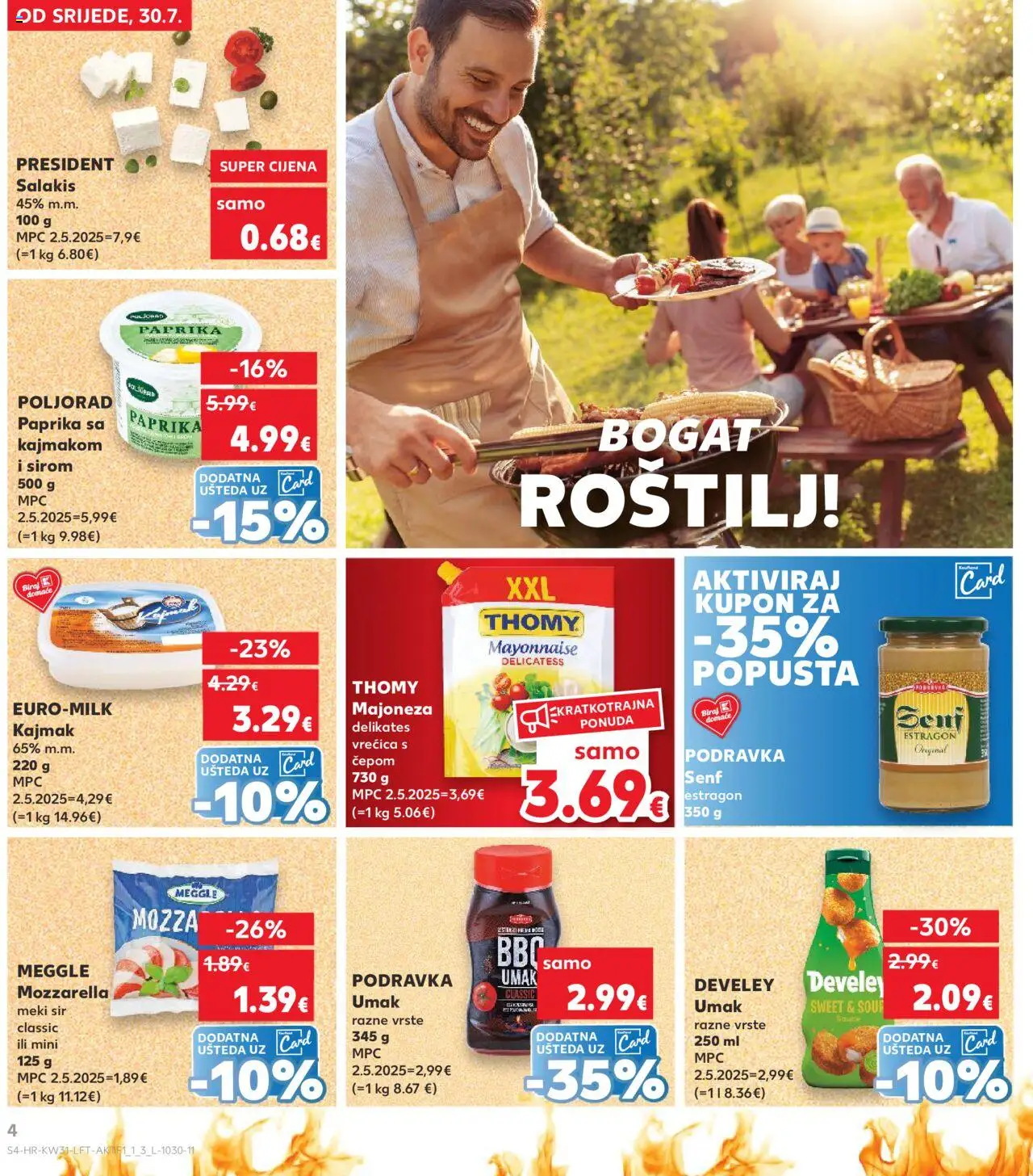 Kaufland katalog | vrijedi od 30.07.2025 | Stranica: 4 | Proizvodi: Mozzarella, Sir, Majoneza, Umak