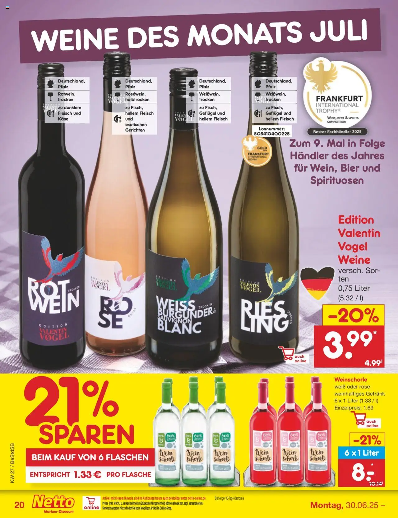 Netto Marken-Discount Prospekt 	 - gültig ab dem 30.06.2025 | Seite: 24 | Produkte: Bier, Rotwein, Wein, Fleisch
