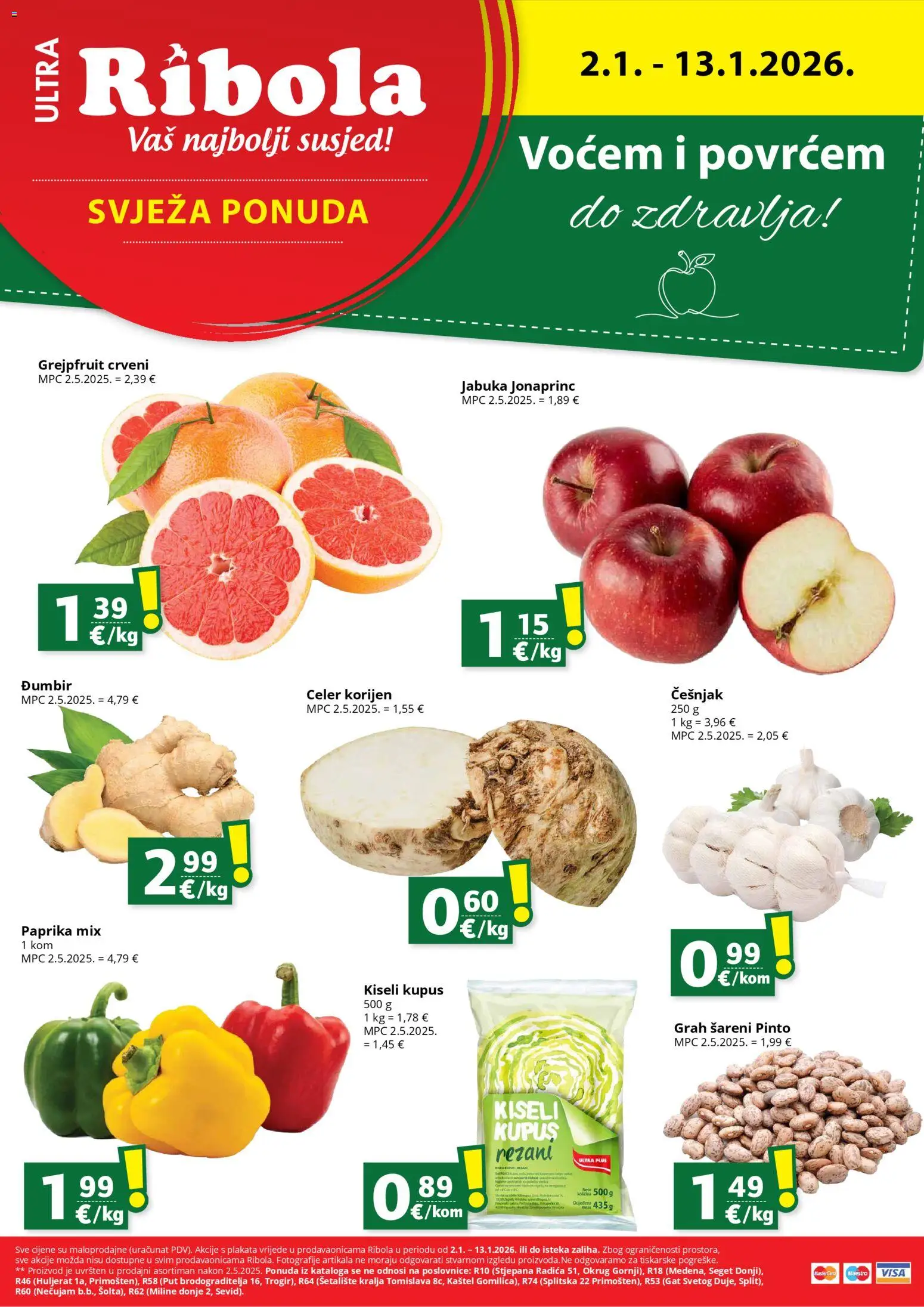 Ribola katalog | vrijedi od 02.01.2026 | Stranica: 1 | Proizvodi: Celer, Češnjak, Kupus, Đumbir