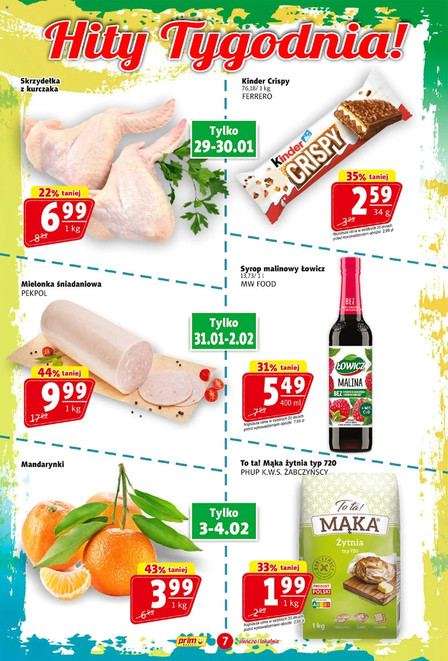 Prim Market Gazetka od 29.01.2026 | Strona: 7 | Produkty: Pieczywo, Malina, Syrop malinowy, Mandarynki