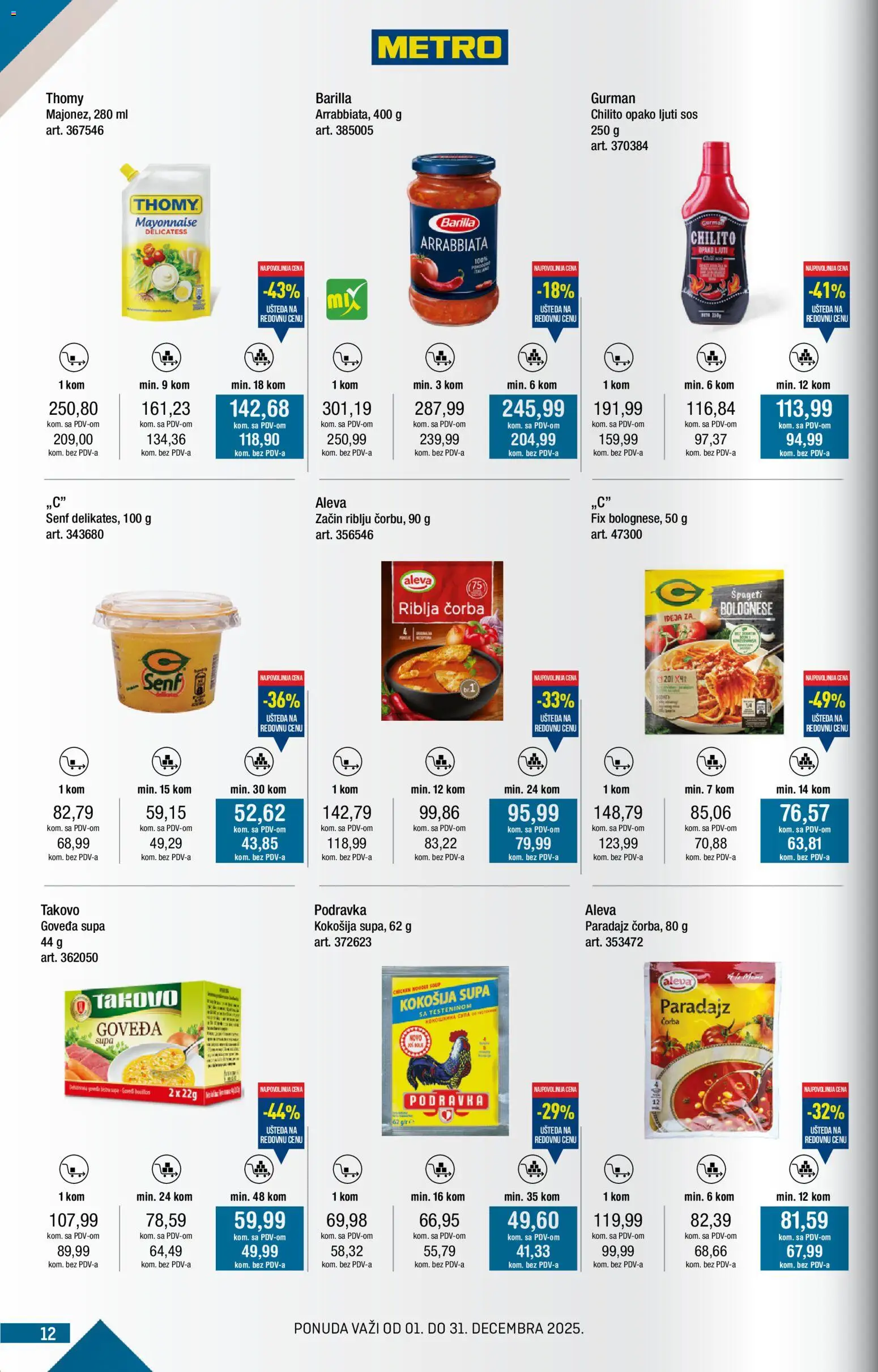 Metro katalog - važi od 01.12.2025 | Strana: 12 | Proizvode: Senf, Podravka, Sos, Paradajz