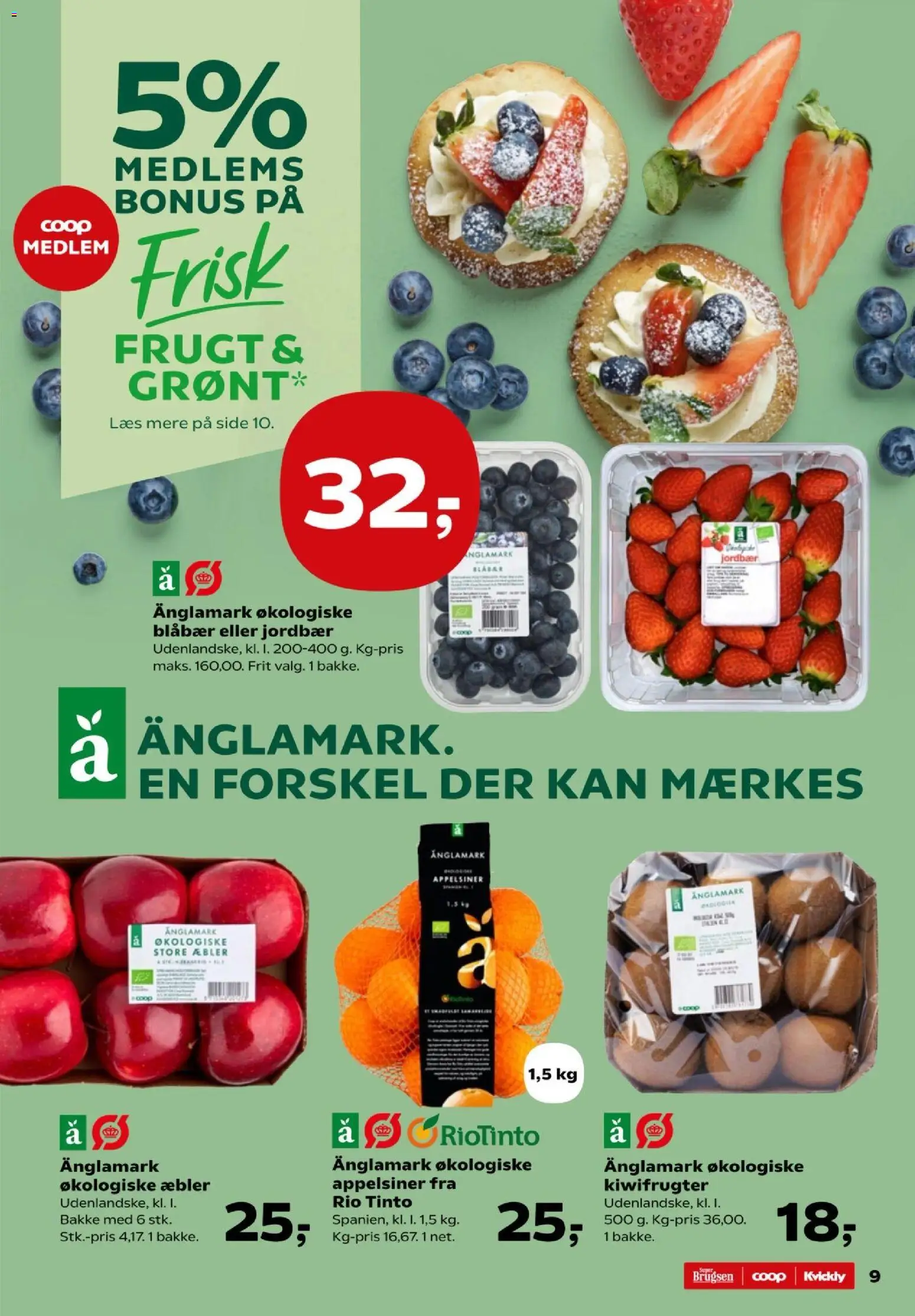 Super Brugsen tilbudsavis – gyldig fra 07.04.2026 | Side: 11 | Produkter: Blåbær, Æbler, Appelsiner, Jordbær