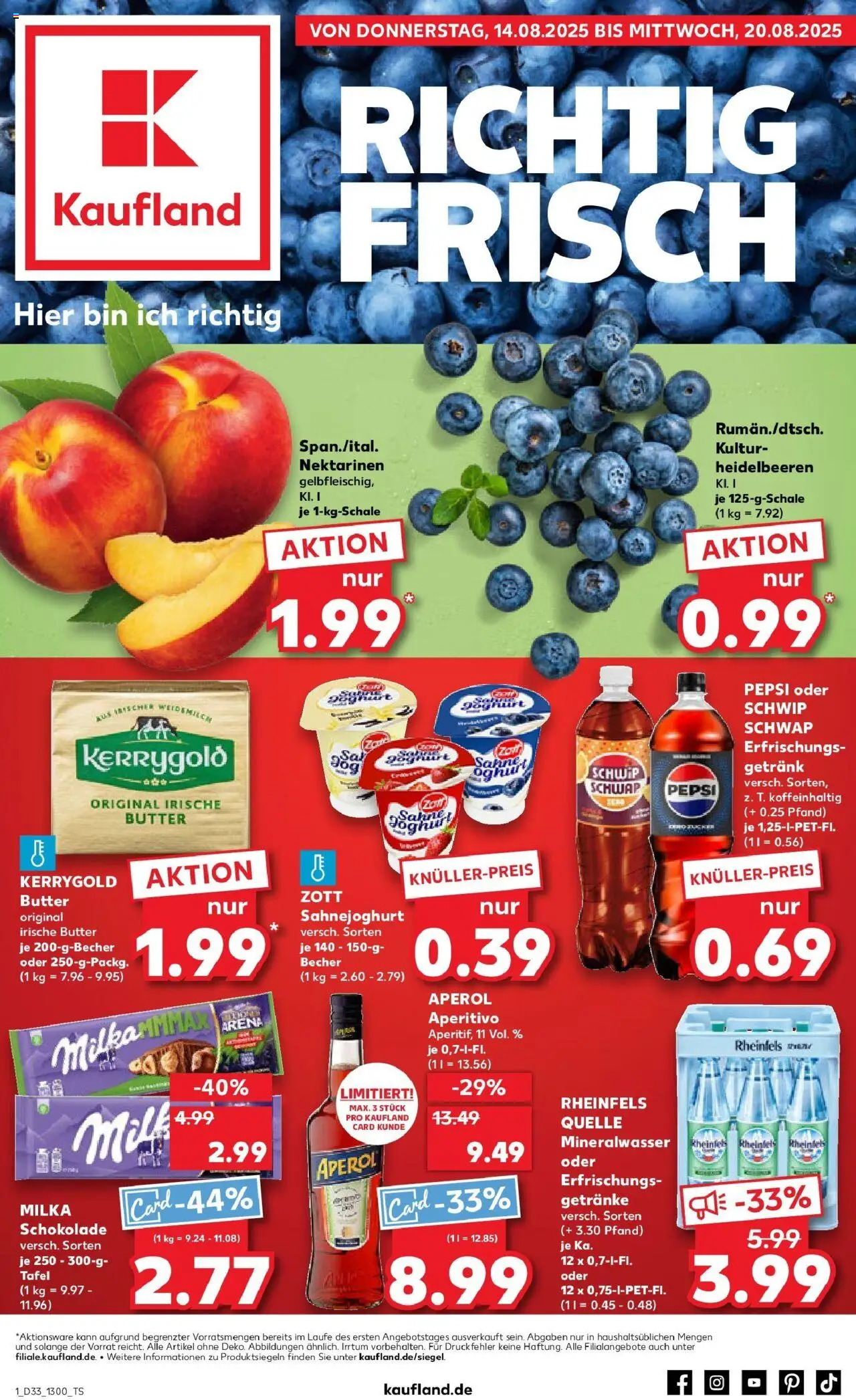 Kaufland prospekt Stolberg	 - gültig ab dem 18.08.2025 | Seite: 14 | Produkte: Schokolade, Mineralwasser, Pepsi, Kerrygold butter
