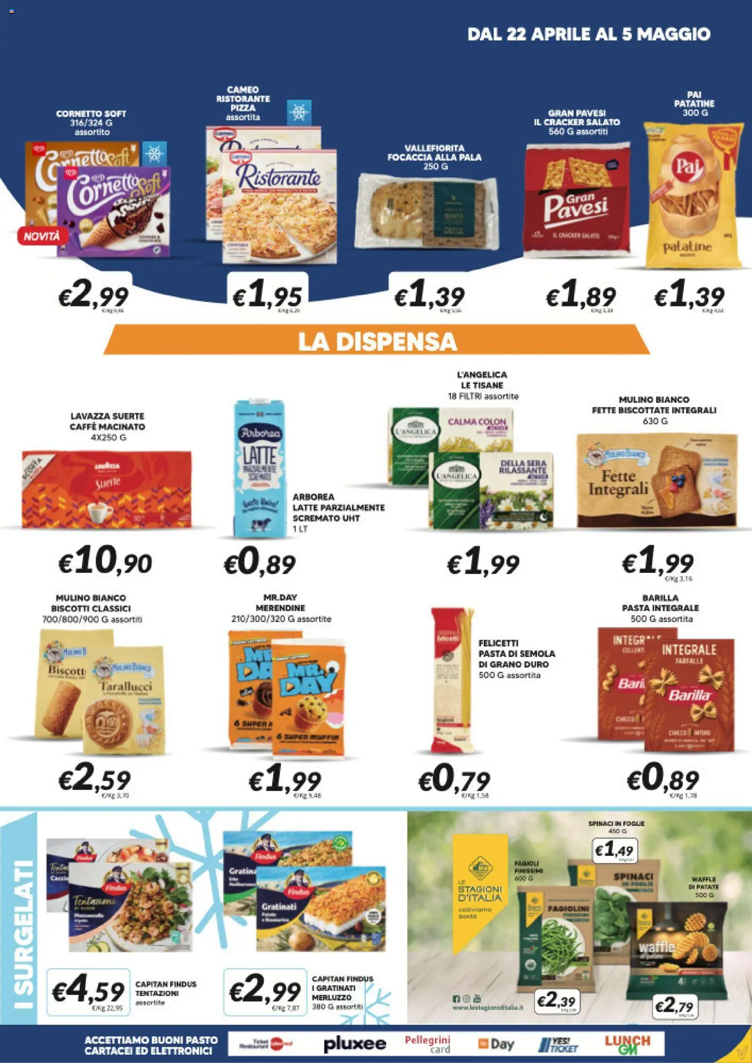 Volantino Visotto del 22.04.2026 | Pagina: 5 | Prodotti: Pizza, Patate, Latte parzialmente scremato, Macinato