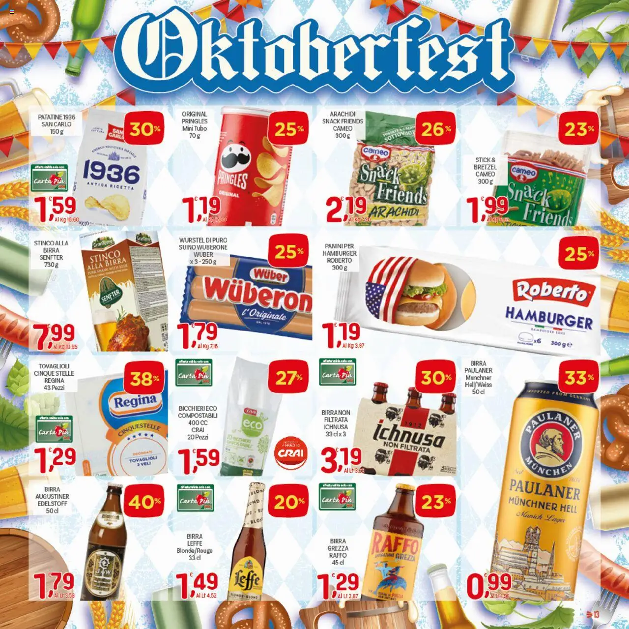 Volantino CRAI del 02.10.2025 | Pagina: 13 | Prodotti: Birra, Patatine, Suino, Tubo
