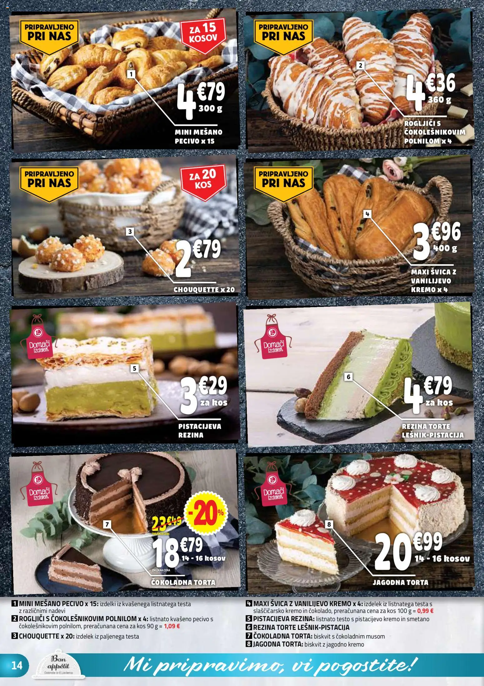 Novi E.leclerc katalog ponudbe – veljaven od 22.04.2026 | Stran: 14 | Izdelki: Torta, Kos