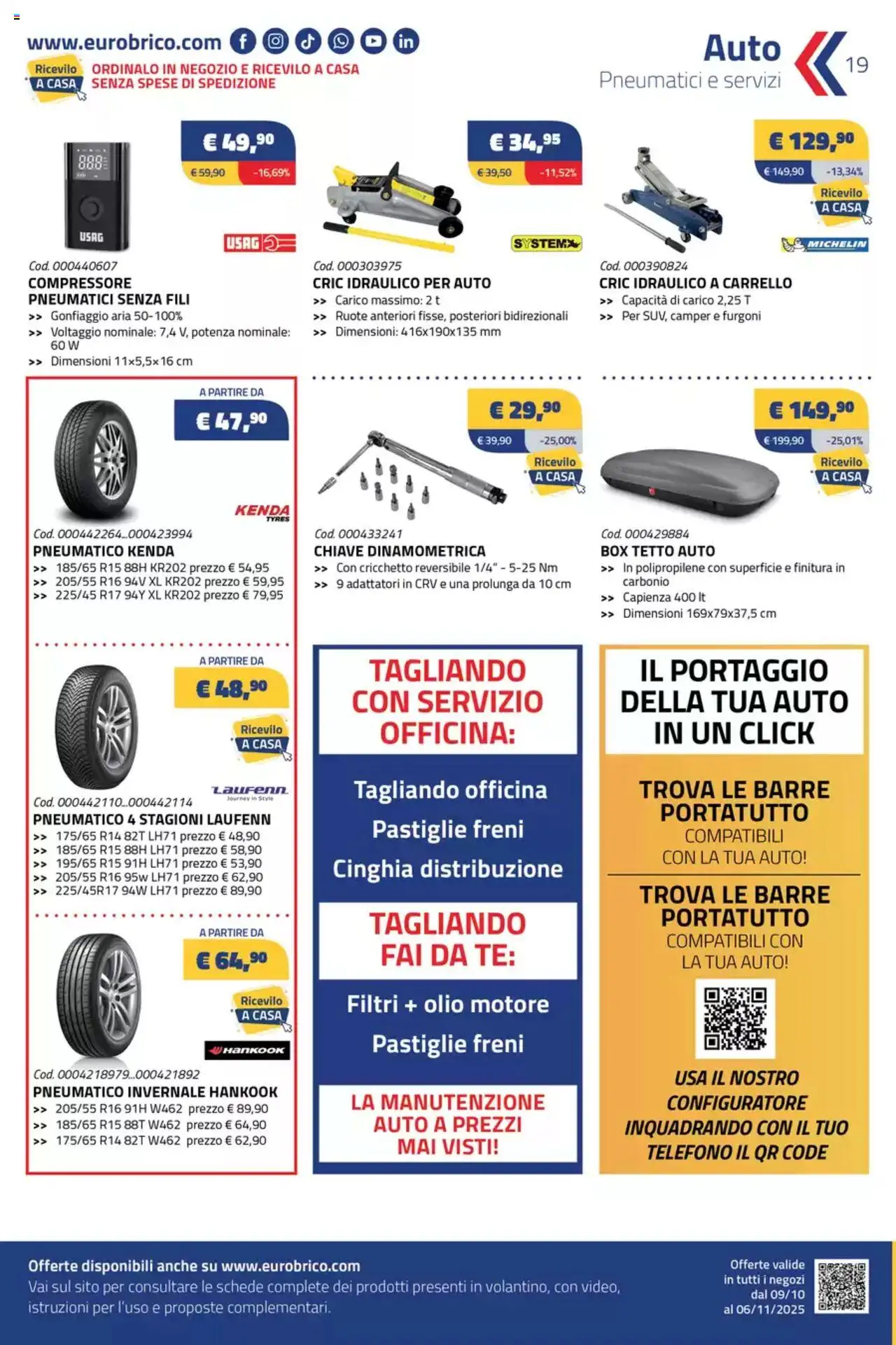 Volantino Eurobrico del 09.10.2025 | Pagina: 19 | Prodotti: Olio motore, Compressore, Olio, Telefono