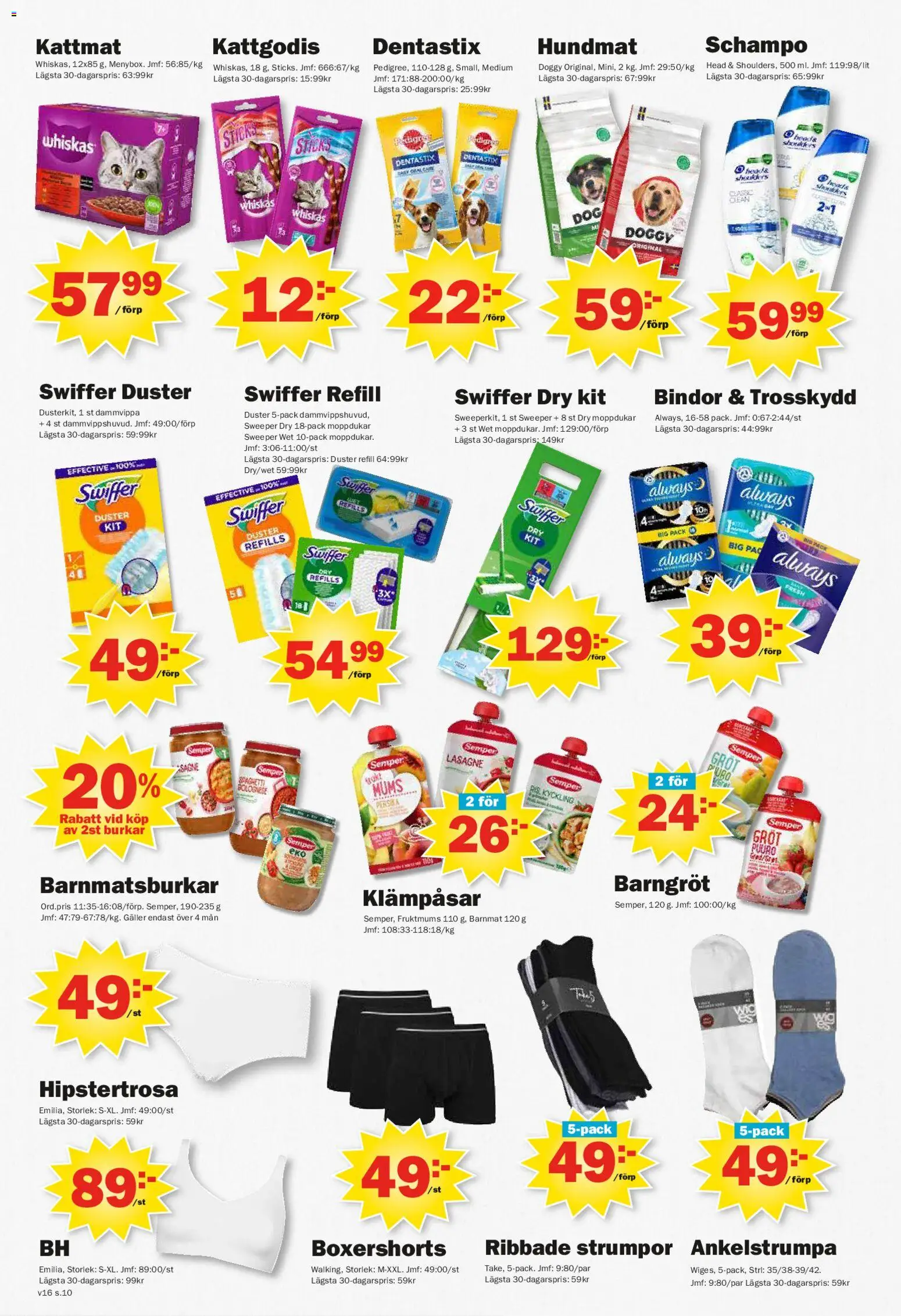 Pekås reklamblad aktuell från 13.04.2026 | Sida: 10 | Produkter: Schampo, Spaghetti, Hundmat, Dammvippa