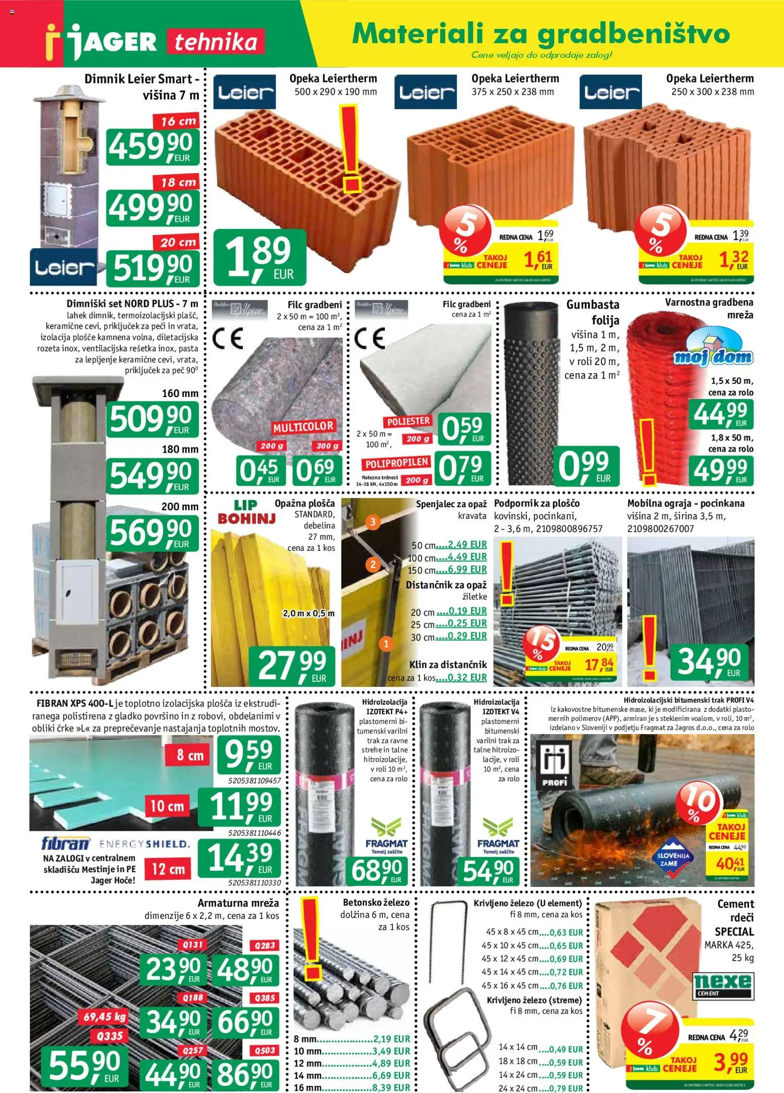 Novi Jager katalog ponudbe – veljaven od 11.02.2026 | Stran: 5 | Izdelki: Rolo, Ograja, Folija, Cement