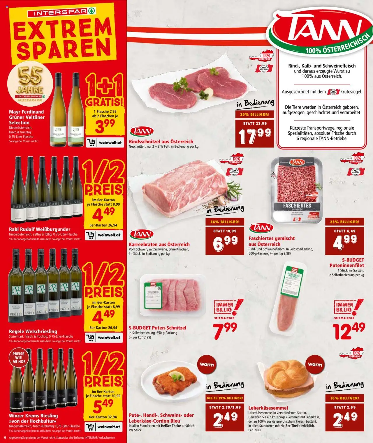 Interspar Flugblatt - Salzburg gültig ab 14.08.2025 | Seite: 6 | Produkte: Wurst, Schweinefleisch