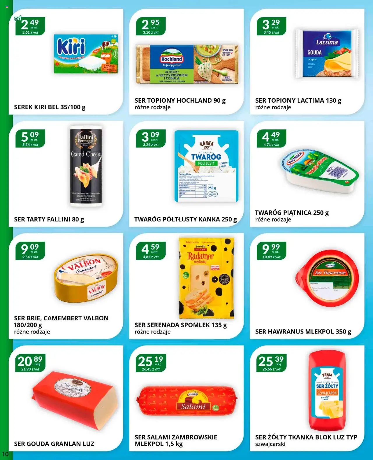 Eurocash Gazetka od 22.09.2025 | Strona: 10 | Produkty: Twaróg półtłusty, Serek, Camembert, Ser gouda