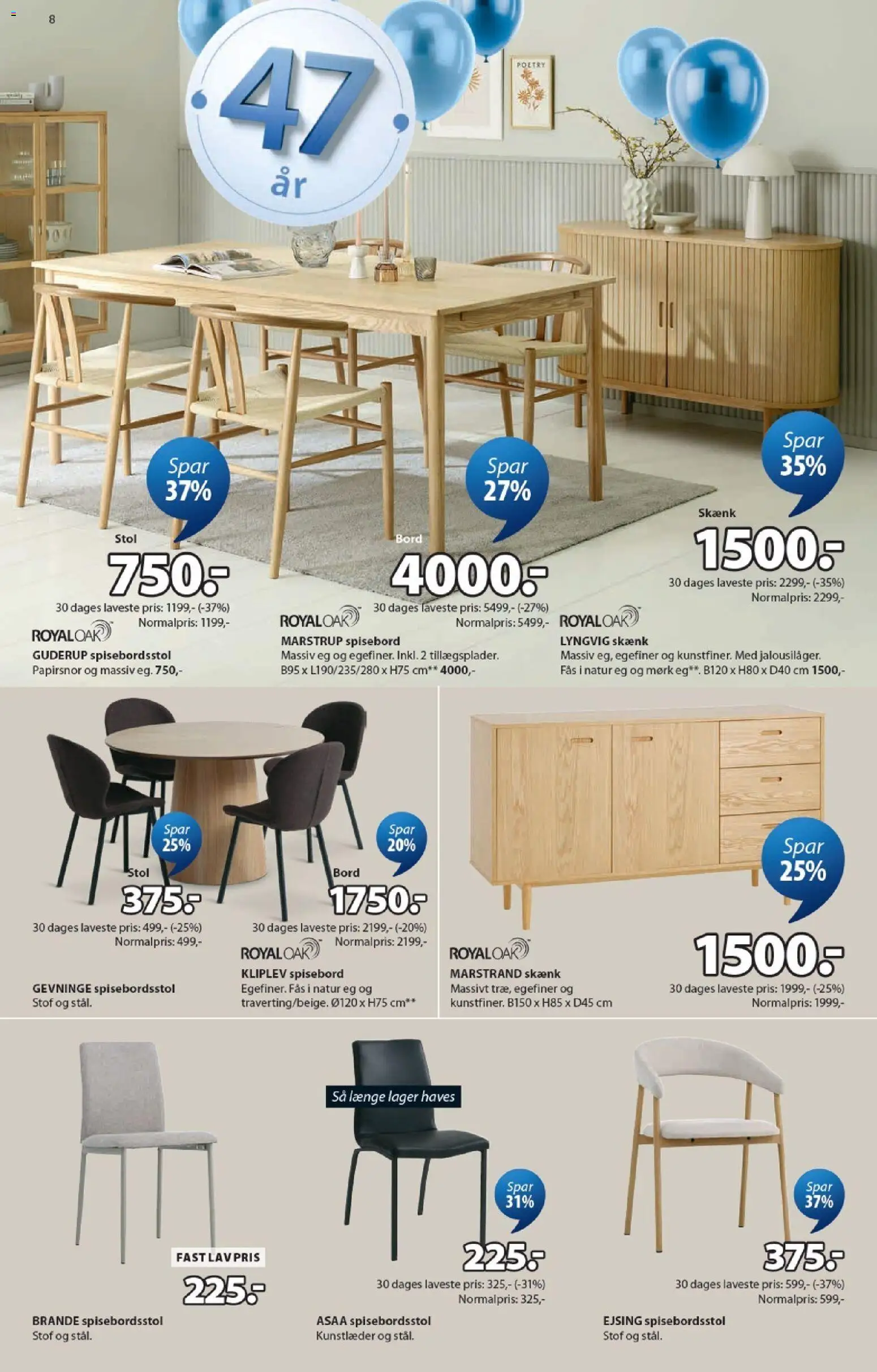 JYSK tilbudsavis – gyldig fra 17.04.2026 | Side: 8 | Produkter: Bord, Stol, Skænk, Stof