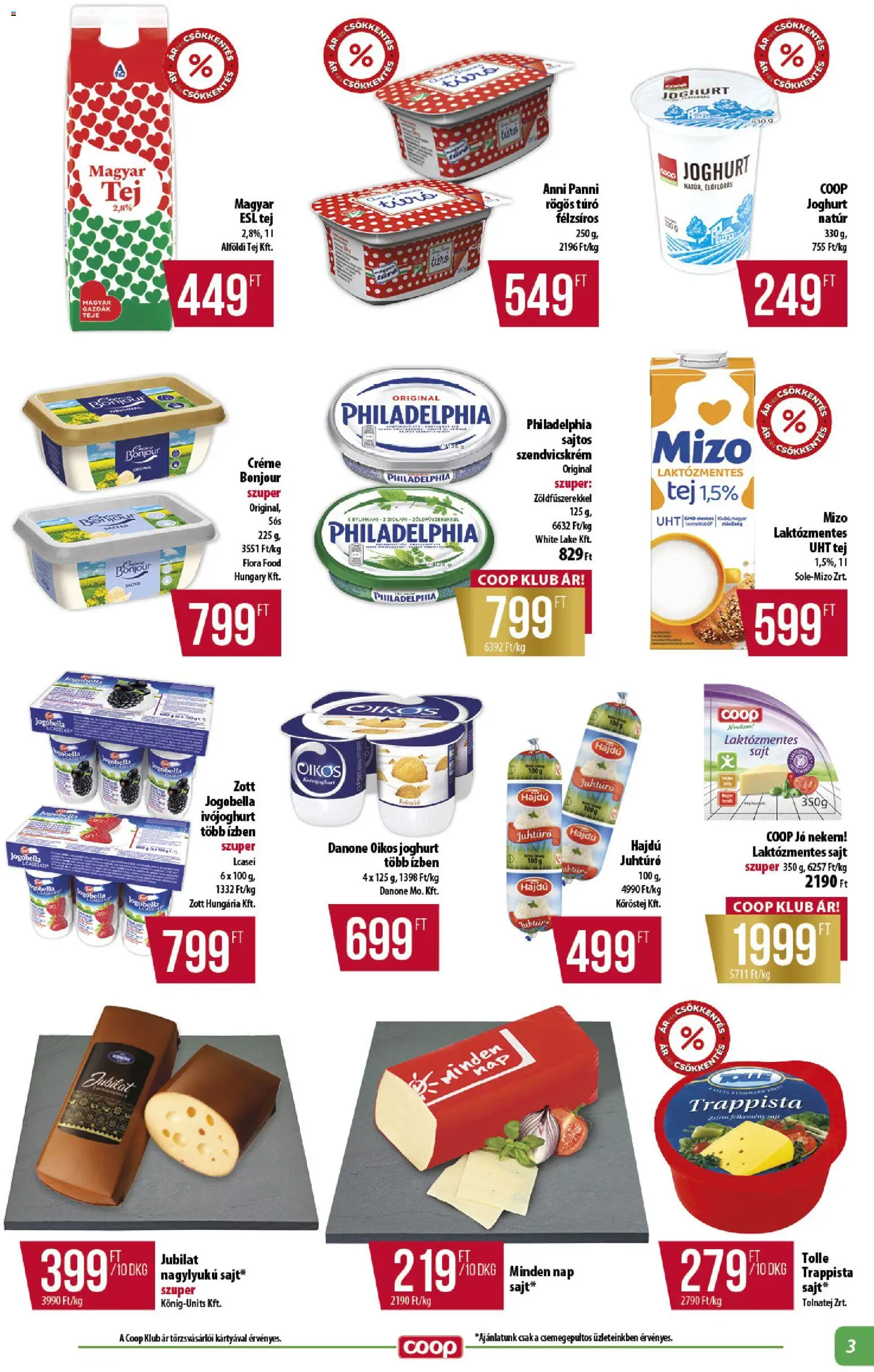 COOP akciós ujság - amely érvényes a következő dátumtól: 15.01.2026 | Oldal: 3 | Termékek: Ivójoghurt, Szendvicskrém, Sajt, Juhtúró