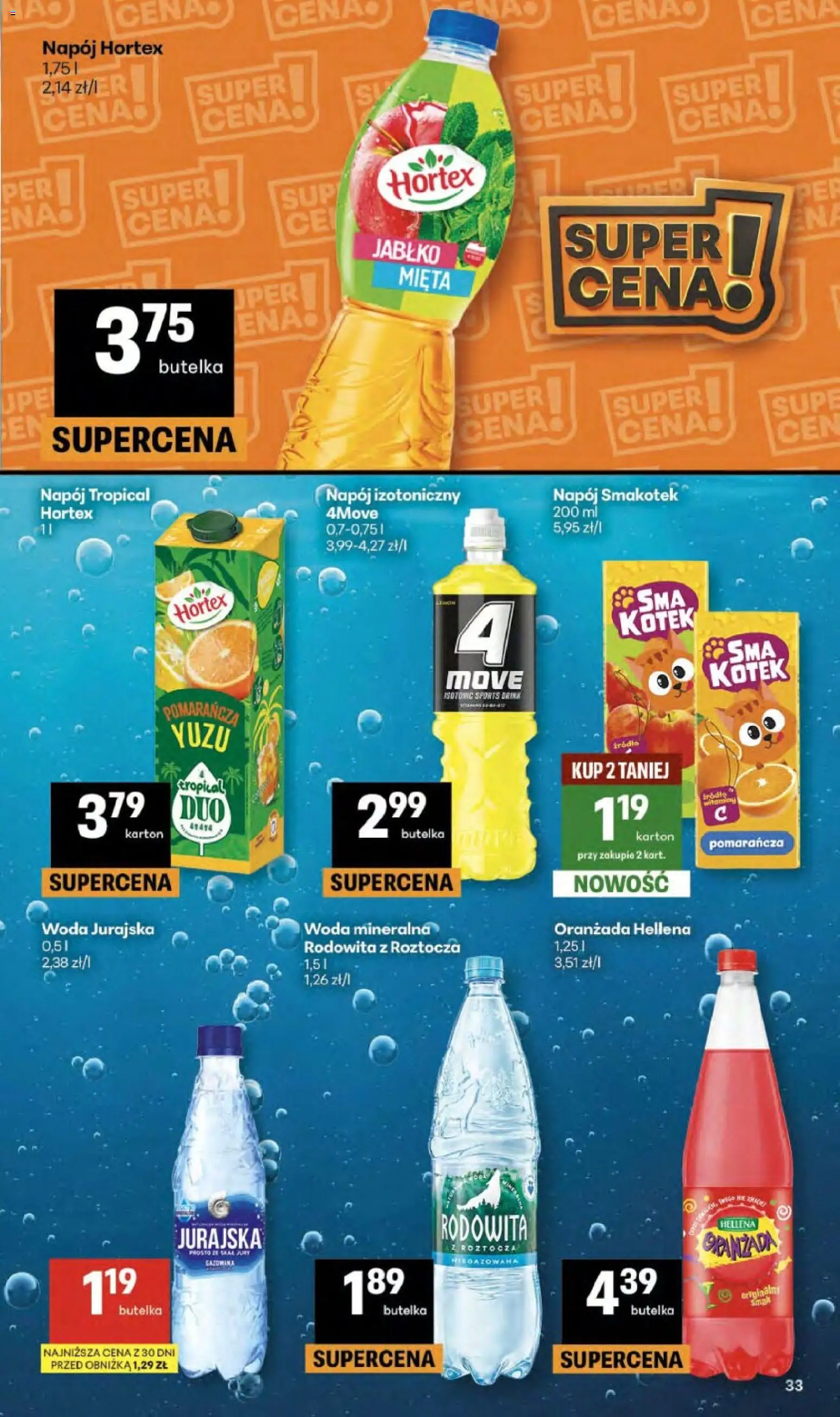 Delikatesy Centrum gazetka - Sklepy Własne od 02.04.2026 | Strona: 33 | Produkty: Oranżada hellena, Mięta, Woda
