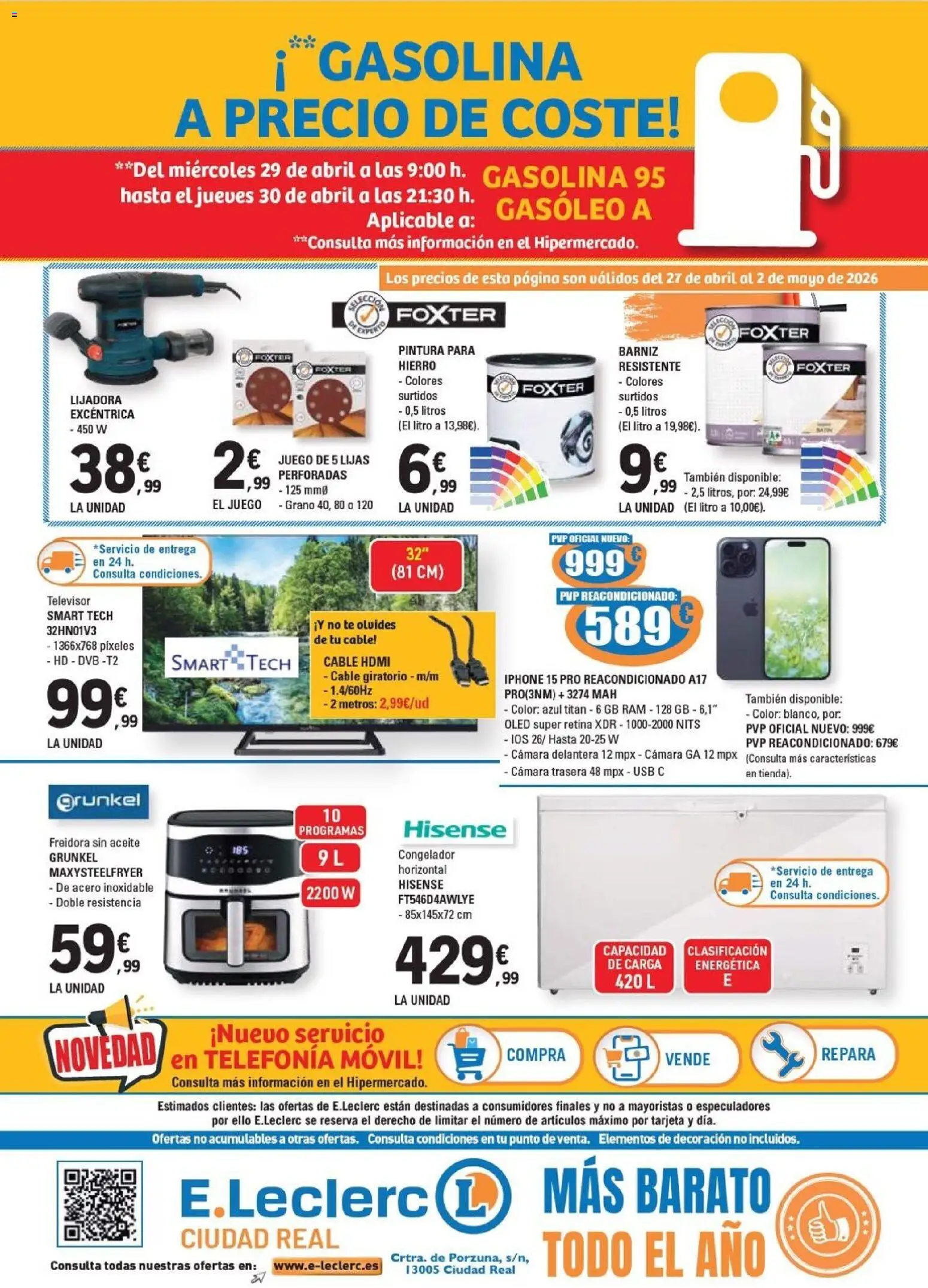 E.Leclerc Ciudad Real │ válido desde el 27.04.2026 | Página: 4 | Productos: Cable, USB, Congelador, Freidora
