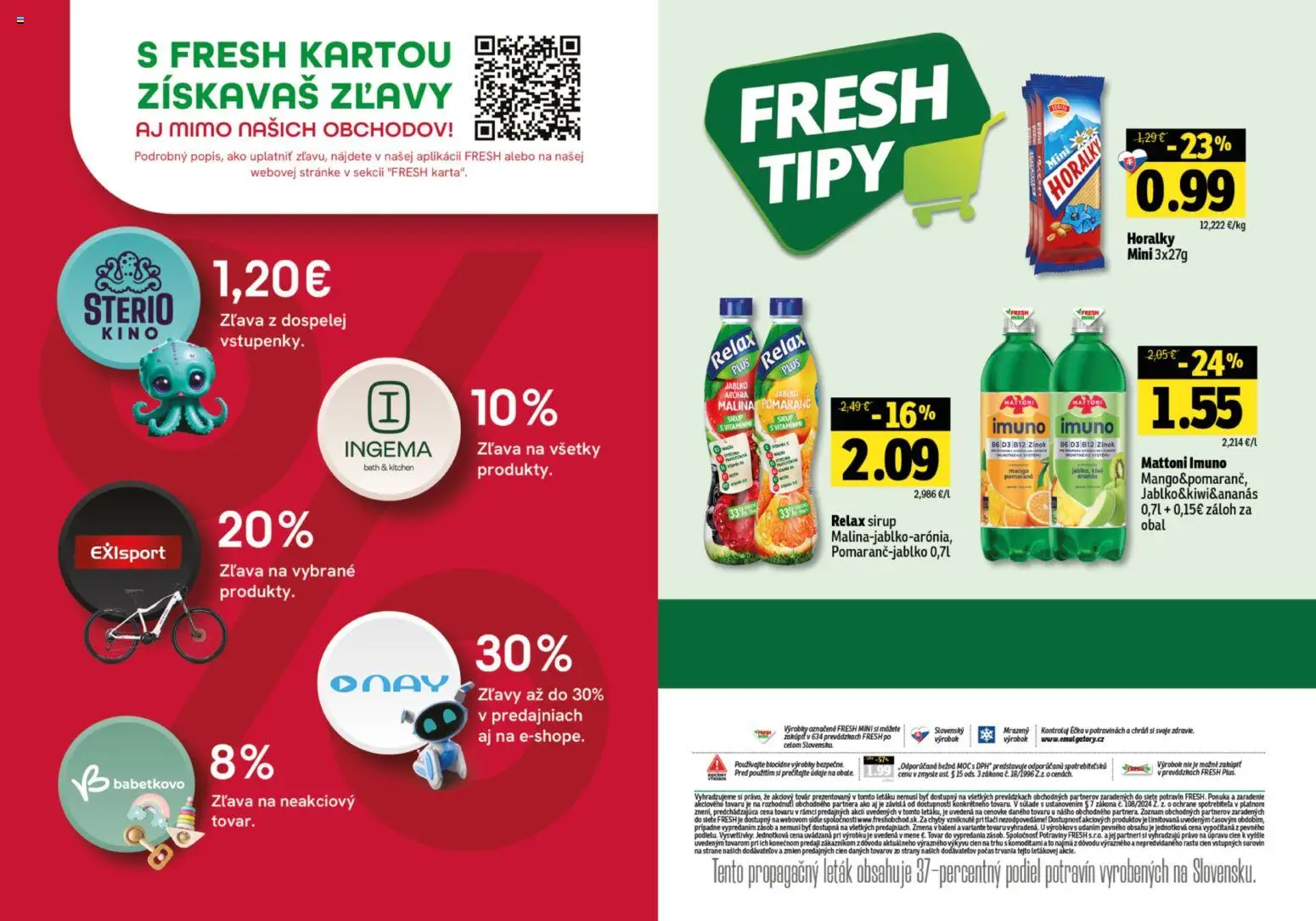 Nové Fresh akcie – leták je platný od 12.03.2026 | Strana: 22 | Produkty: Mattoni, Mango, Horálky