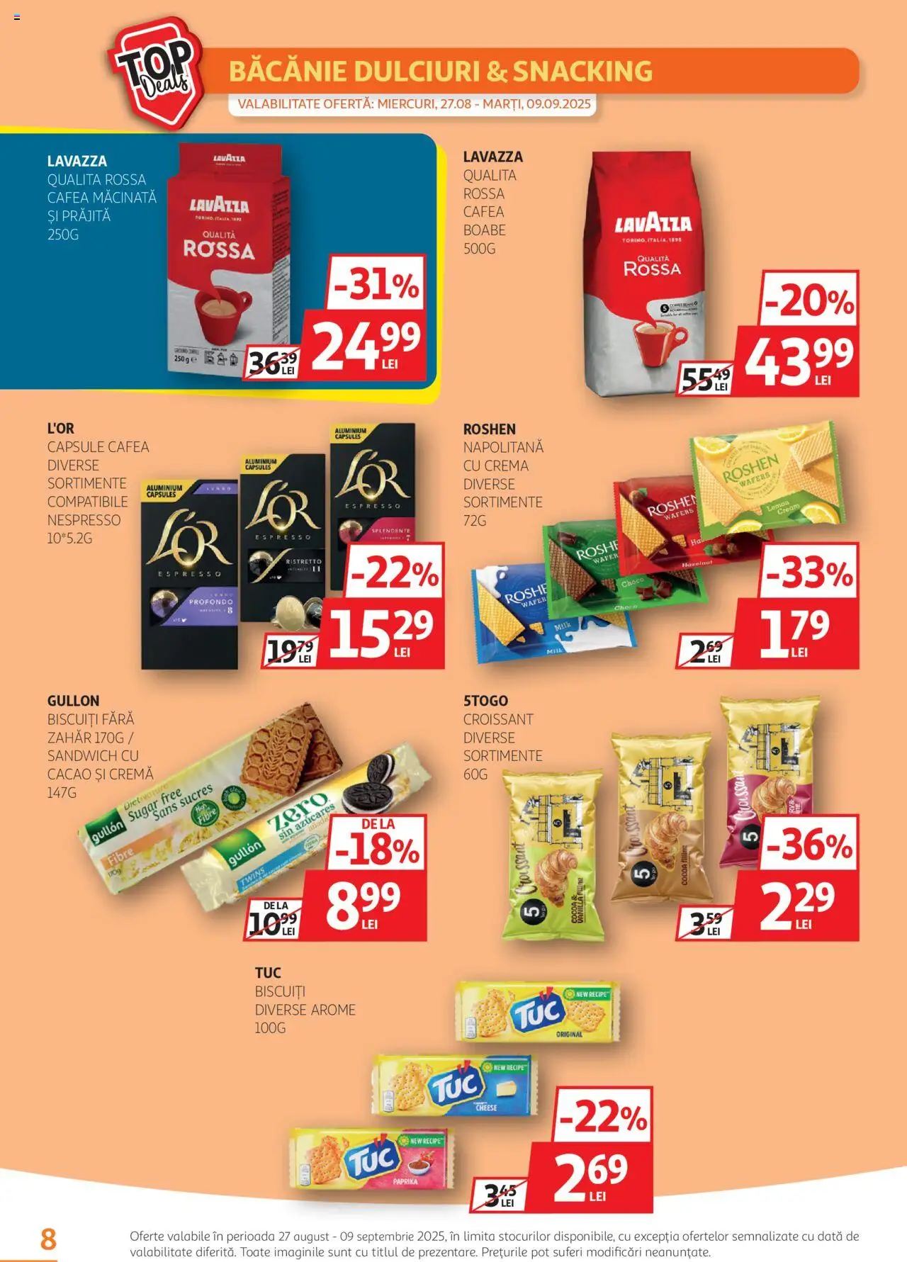 Catalog Auchan – valabil de la 27.08.2025 | Pagină: 8 | Produse: Cremă, Cafea, Cacao, Biscuiți