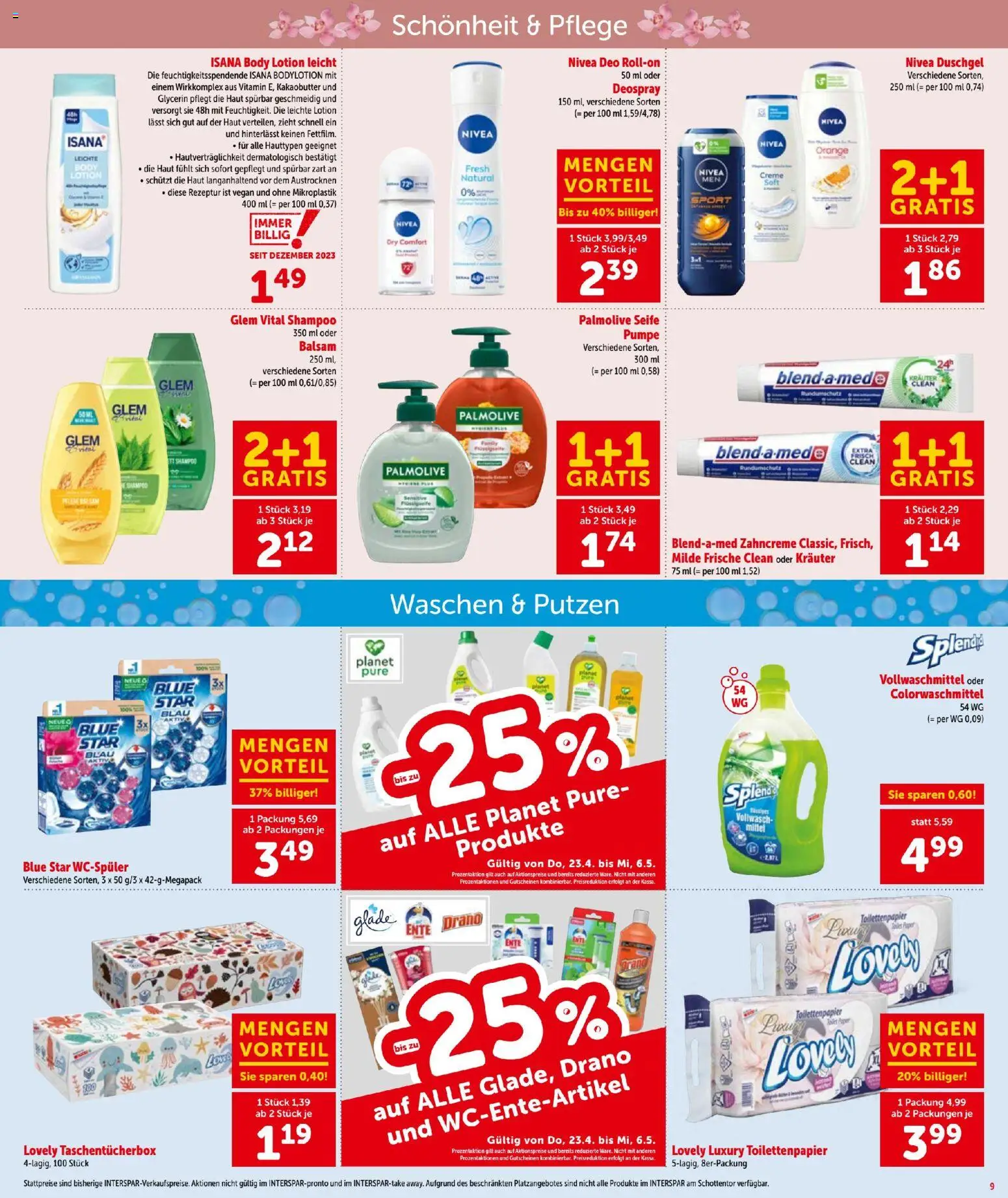 Interspar - Flugblatt gültig ab 30.04.2026 | Seite: 9 | Produkte: Shampoo, Creme, Seife, Duschgel