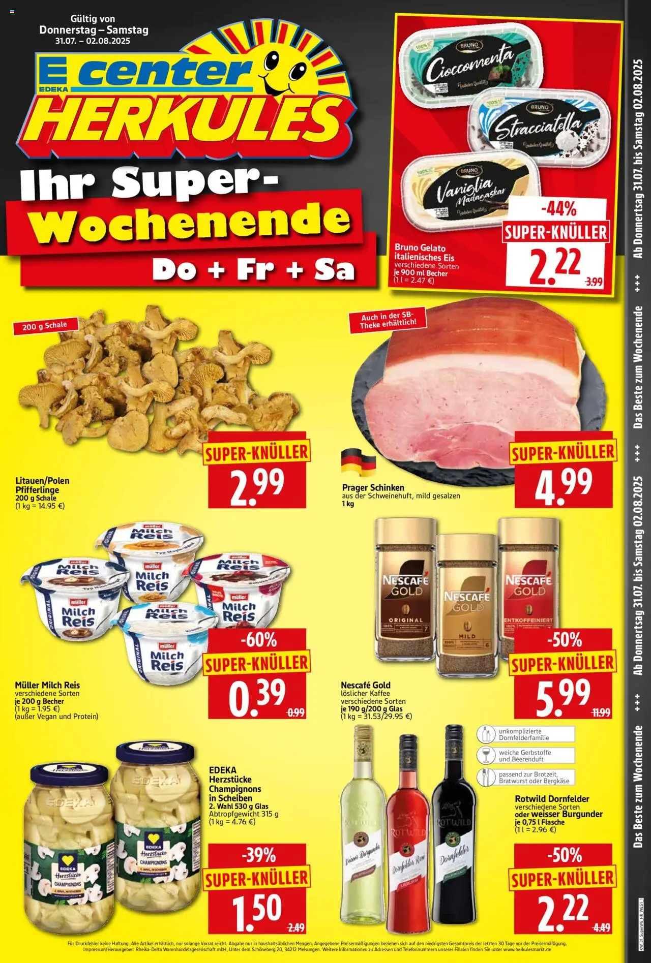 HERKULES Sonderbeilage - gültig ab dem 31.07.2025 | Seite: 1 | Produkte: Nescafe, Milch, Reis, Nescafe gold