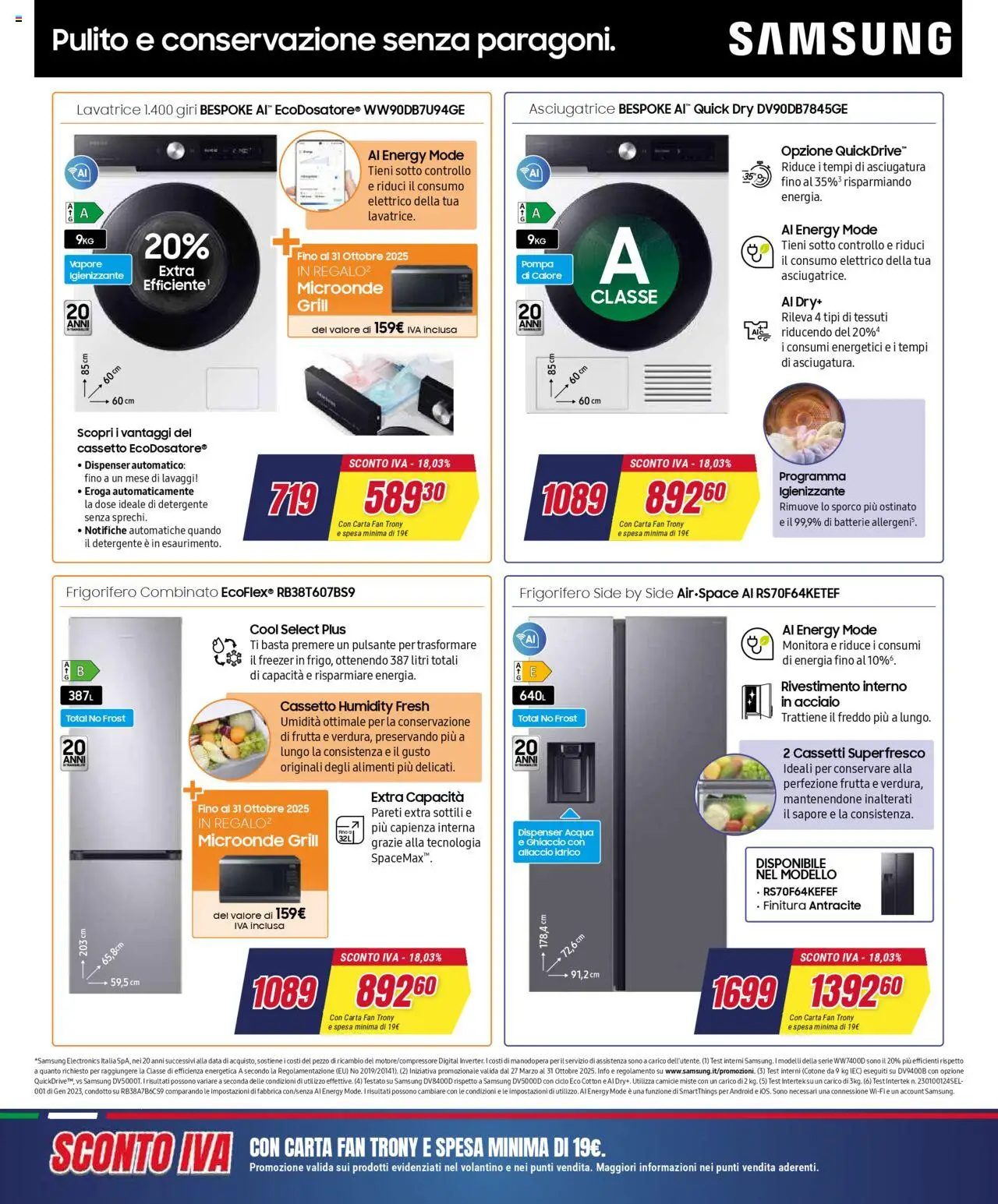 Volantino Trony del 02.10.2025 | Pagina: 15 | Prodotti: Microonde, Acqua, Frutta, Lavatrice