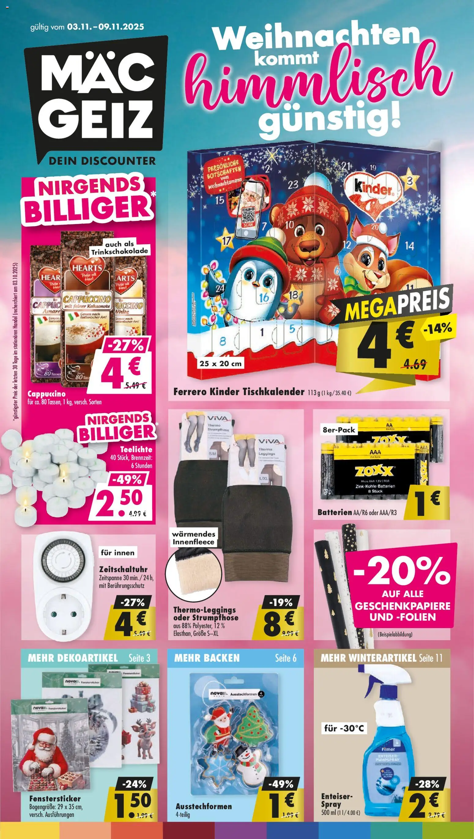 Mäc Geiz Prospekt 	 – gültig ab 03.11.2025 | Seite: 1 | Produkte: Batterien, Leggings, Strumpfhose