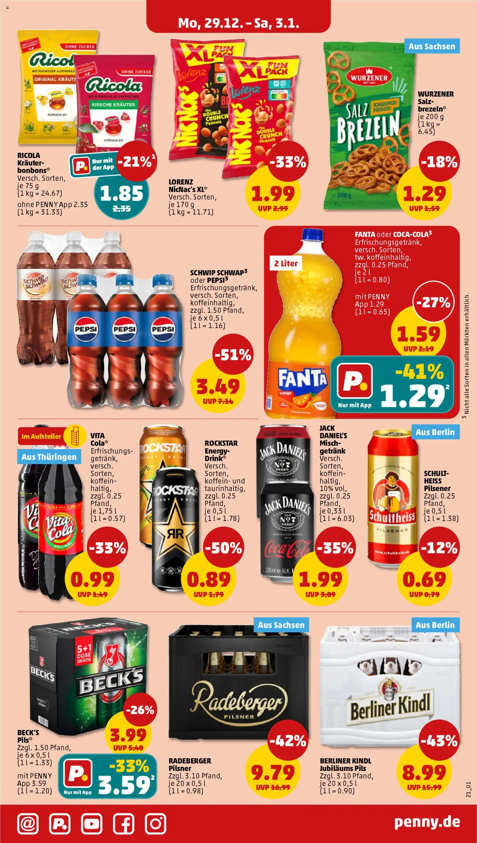 Penny Prospekt 	 – gültig ab 29.12.2025 | Seite: 21 | Produkte: Berliner, Pils, Salz, Pepsi