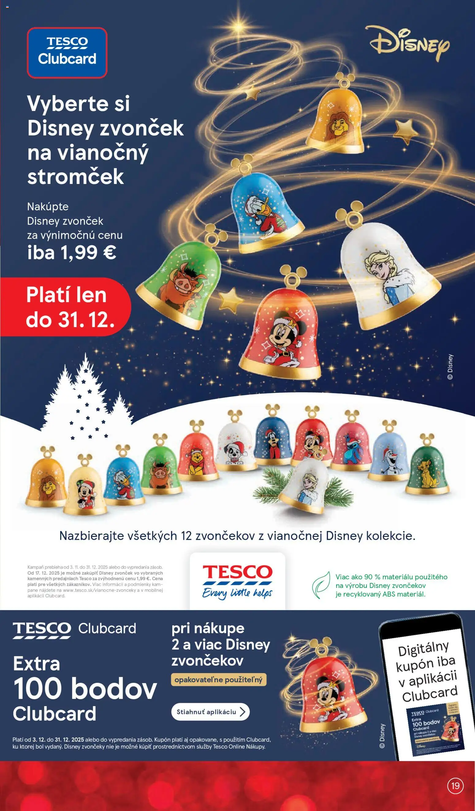 Nové Tesco akcie – leták je platný od 17.12.2025 | Strana: 19 | Produkty: Zvonček, Vianočný stromček