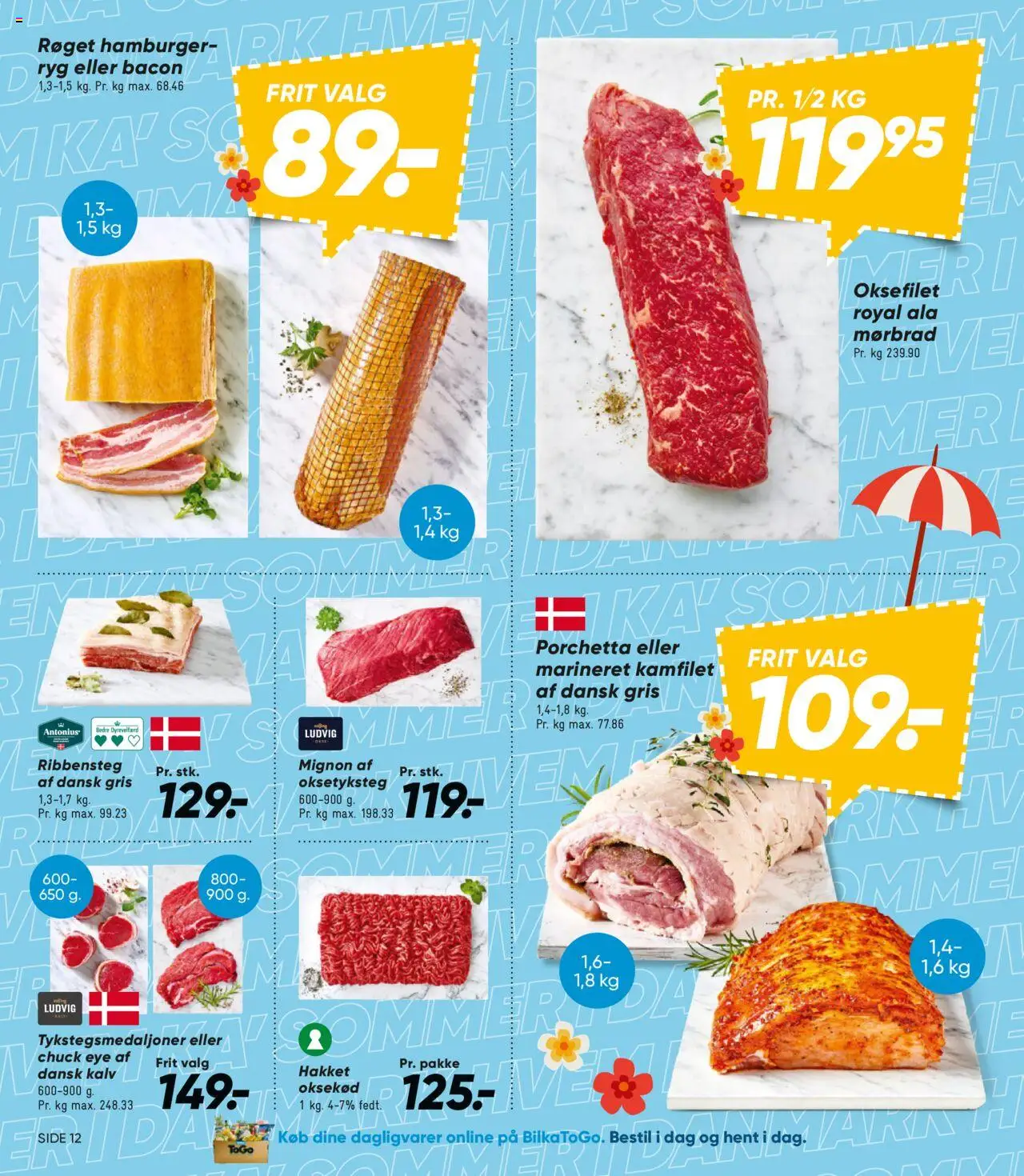 Bilka Tilbudsavis gyldig fra 18.07.2025 | Side: 12 | Produkter: Oksekød, Bacon