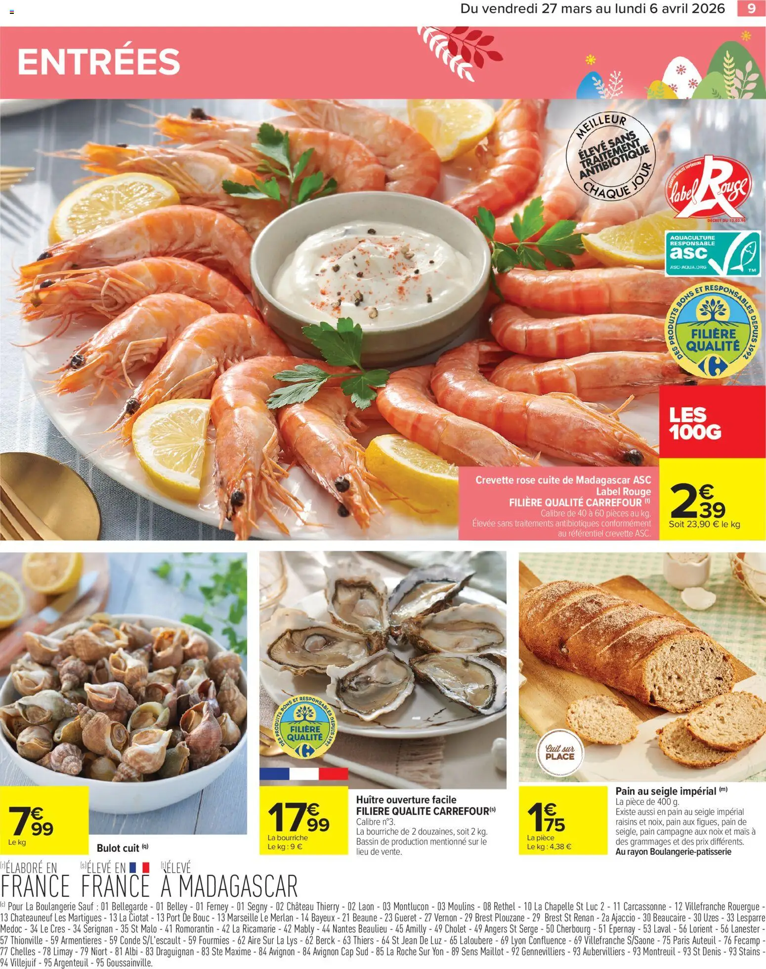 {H1} | Page: 9 | Produits: Crevette, Mais, Pain, Noix