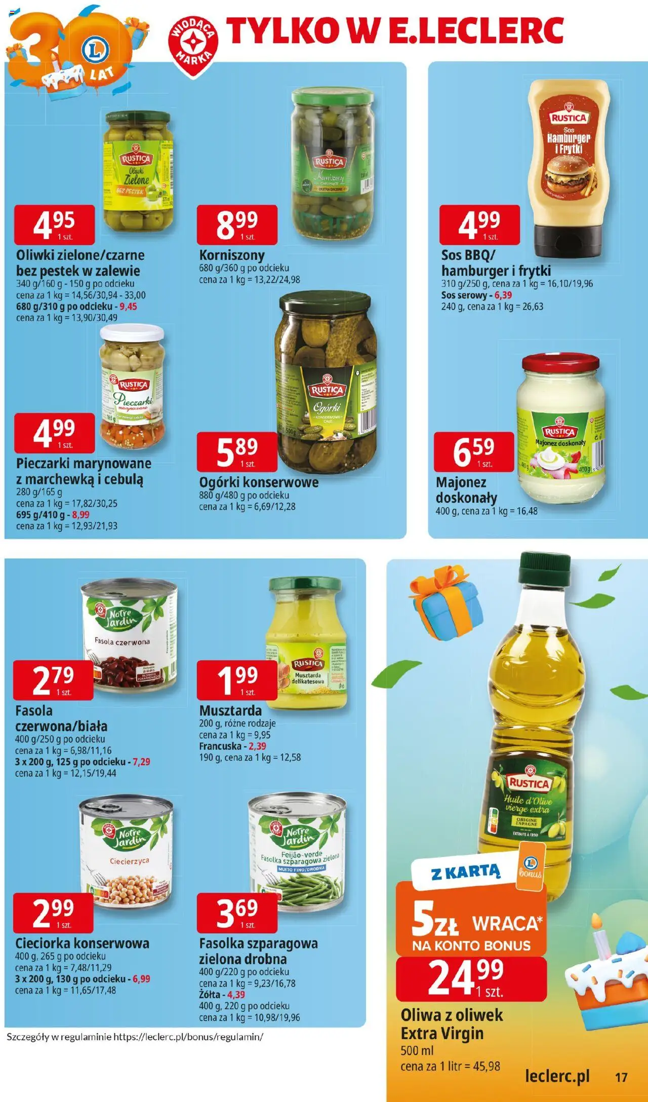 E.Leclerc Gazetka od 06.10.2025 | Strona: 17 | Produkty: Sos serowy, Oliwa z oliwek, Hamburger, Marchewka