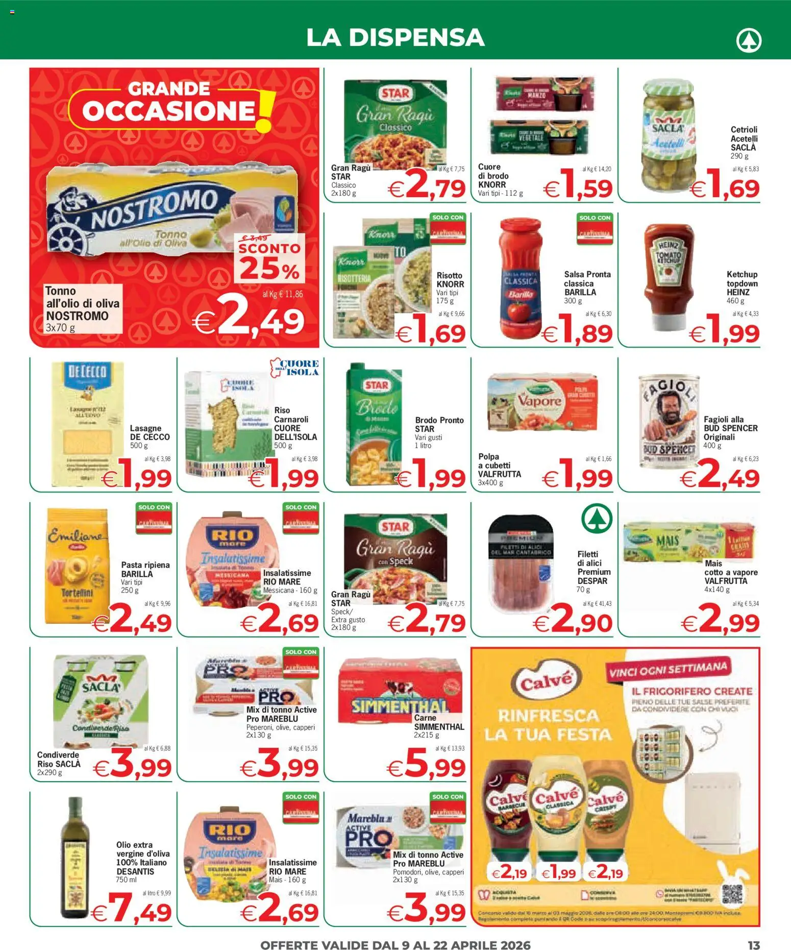 Volantino Eurospar del 09.04.2026 | Pagina: 13 | Prodotti: Ketchup, Ragú, Tonno, Alici