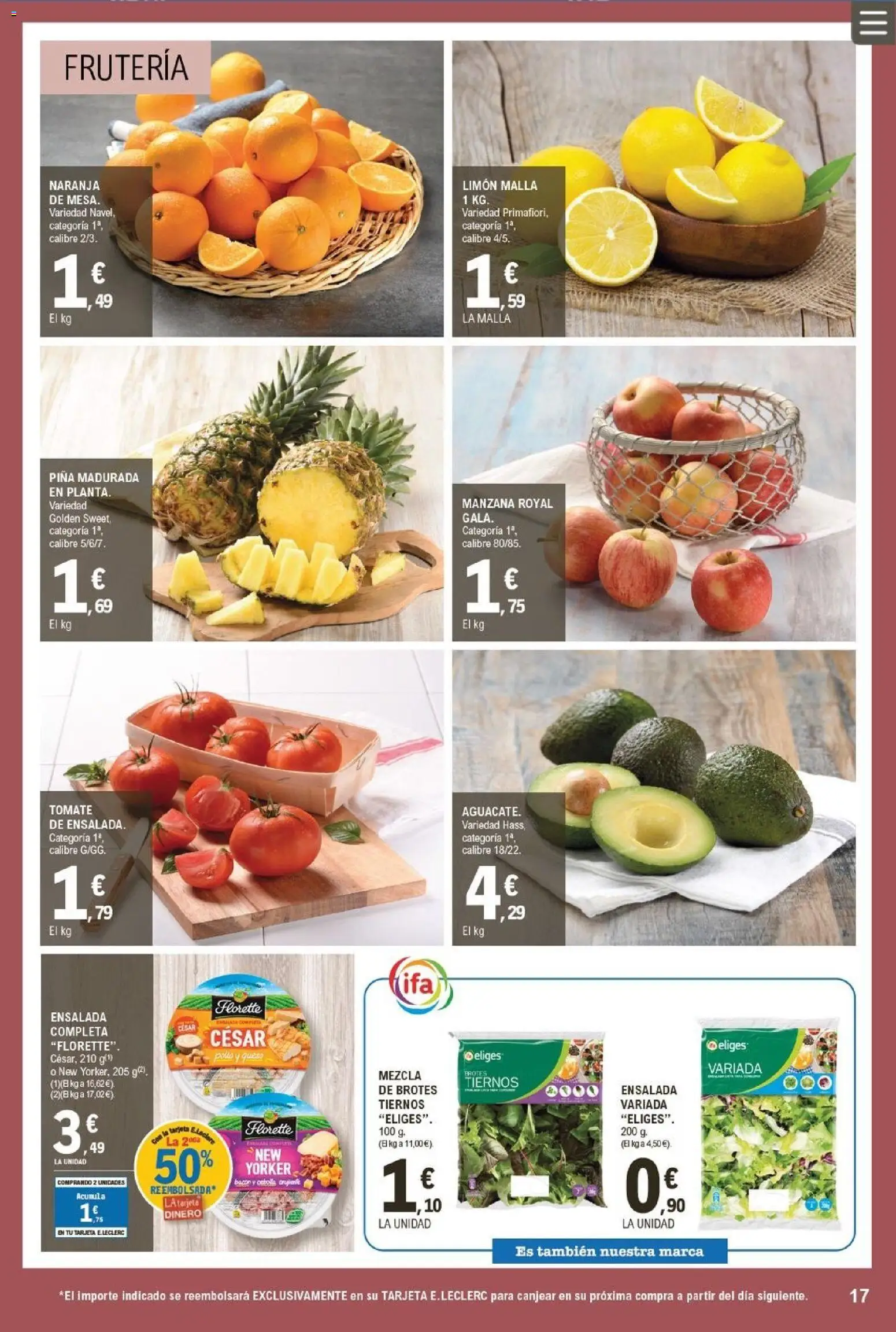 E.Leclerc folleto │ válido desde el 04.02.2026 | Página: 17 | Productos: Piña, Manzana, Ensalada