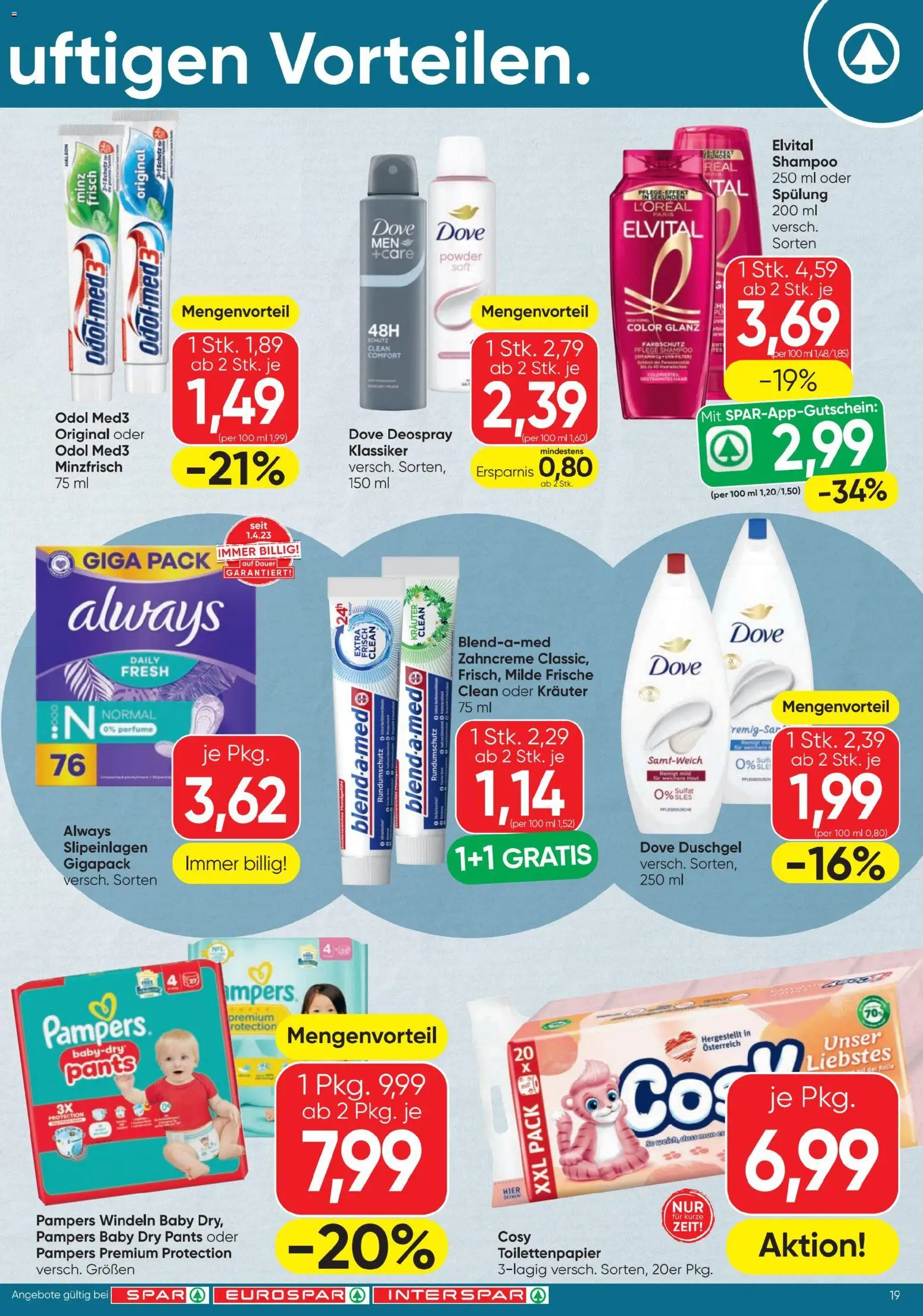Spar - Flugblatt gültig ab 12.03.2026 | Seite: 19 | Produkte: Pampers, Shampoo, Spülung, Duschgel