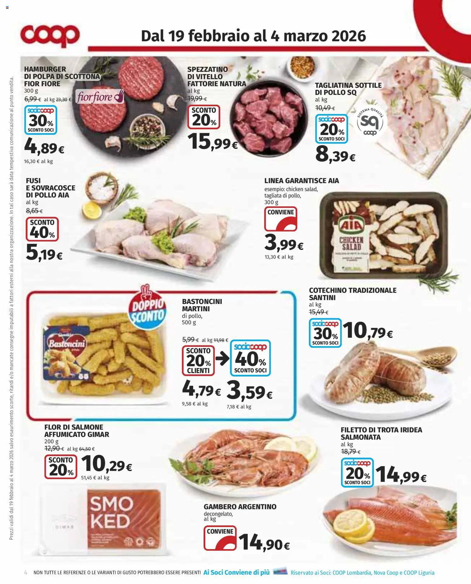 Volantino COOP del 19.02.2026 | Pagina: 4 | Prodotti: Salmone affumicato, Salmone, Trota, Cotechino