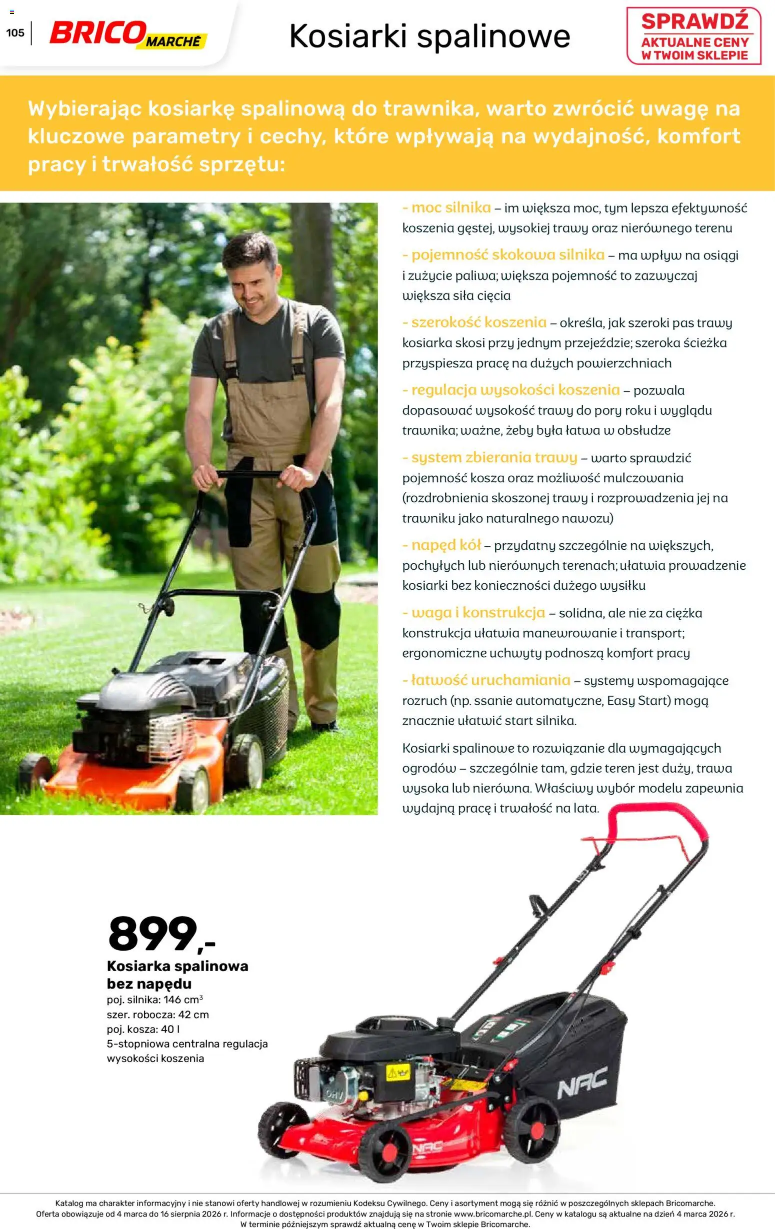 Brico Marché gazetka - Wiosna od 04.03.2026 | Strona: 105 | Produkty: Trawy, Waga, Kosiarka