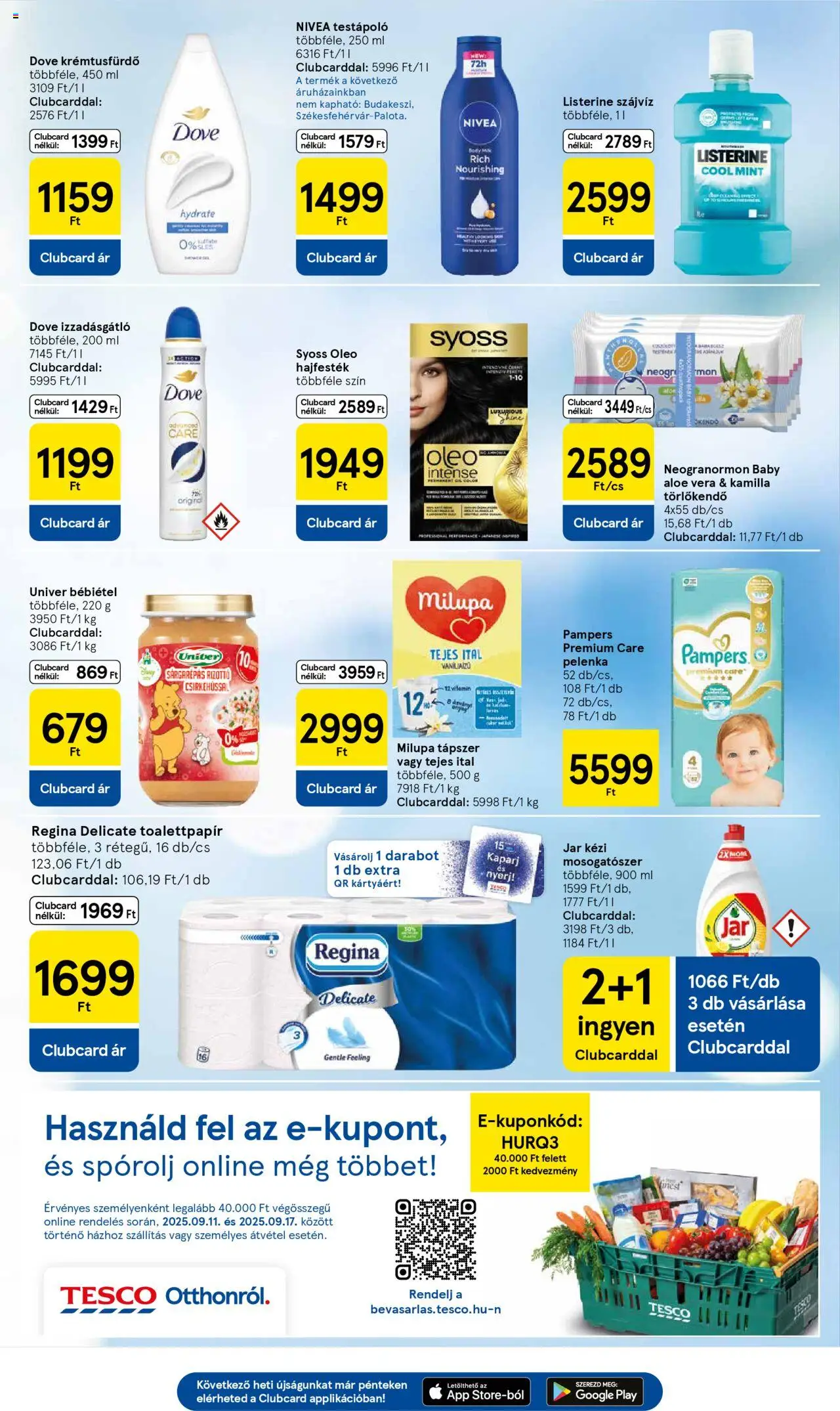 Tesco akciós ujság - amely érvényes a következő dátumtól: 11.09.2025 | Oldal: 7 | Termékek: Body, Hajfesték, Pelenka, Szájvíz