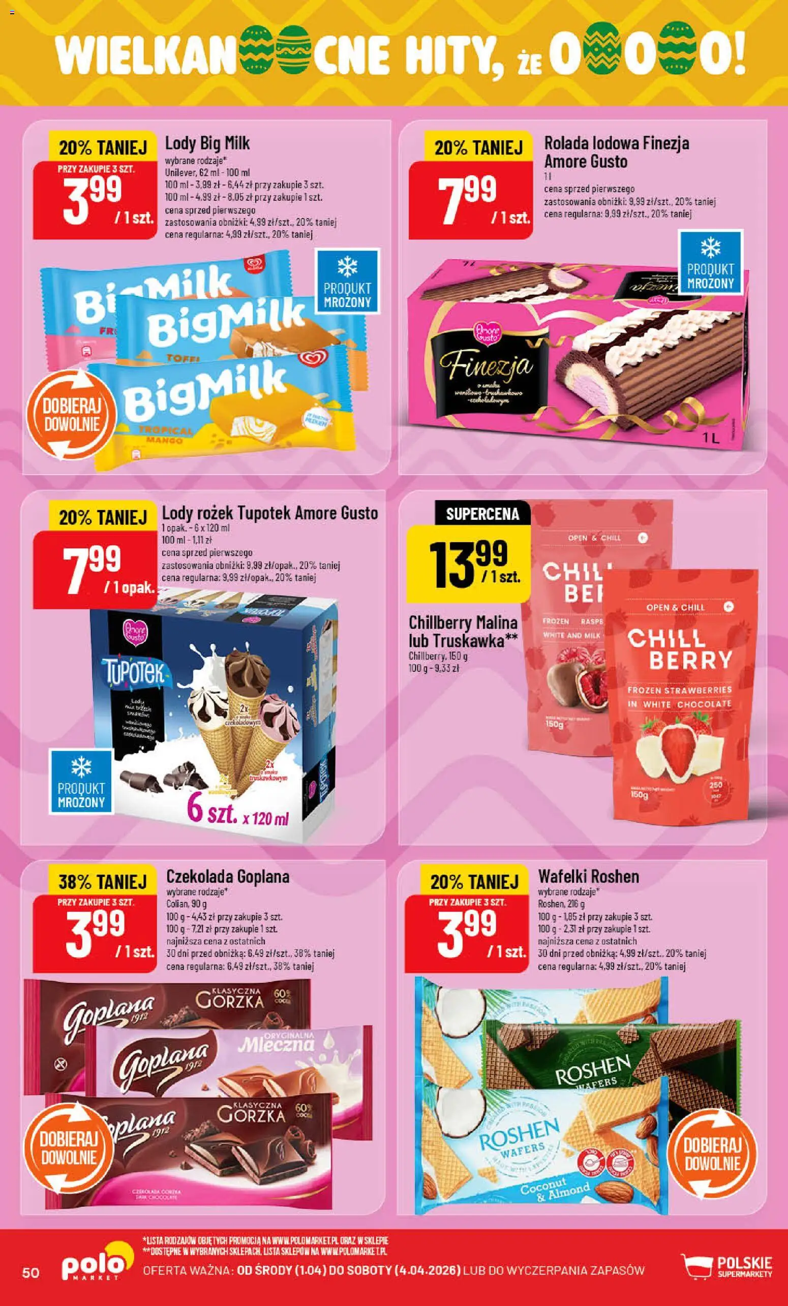 POLOmarket gazetka od 01.04.2026 | Strona: 50 | Produkty: Mango, Rolada, Wafelki, Czekolada