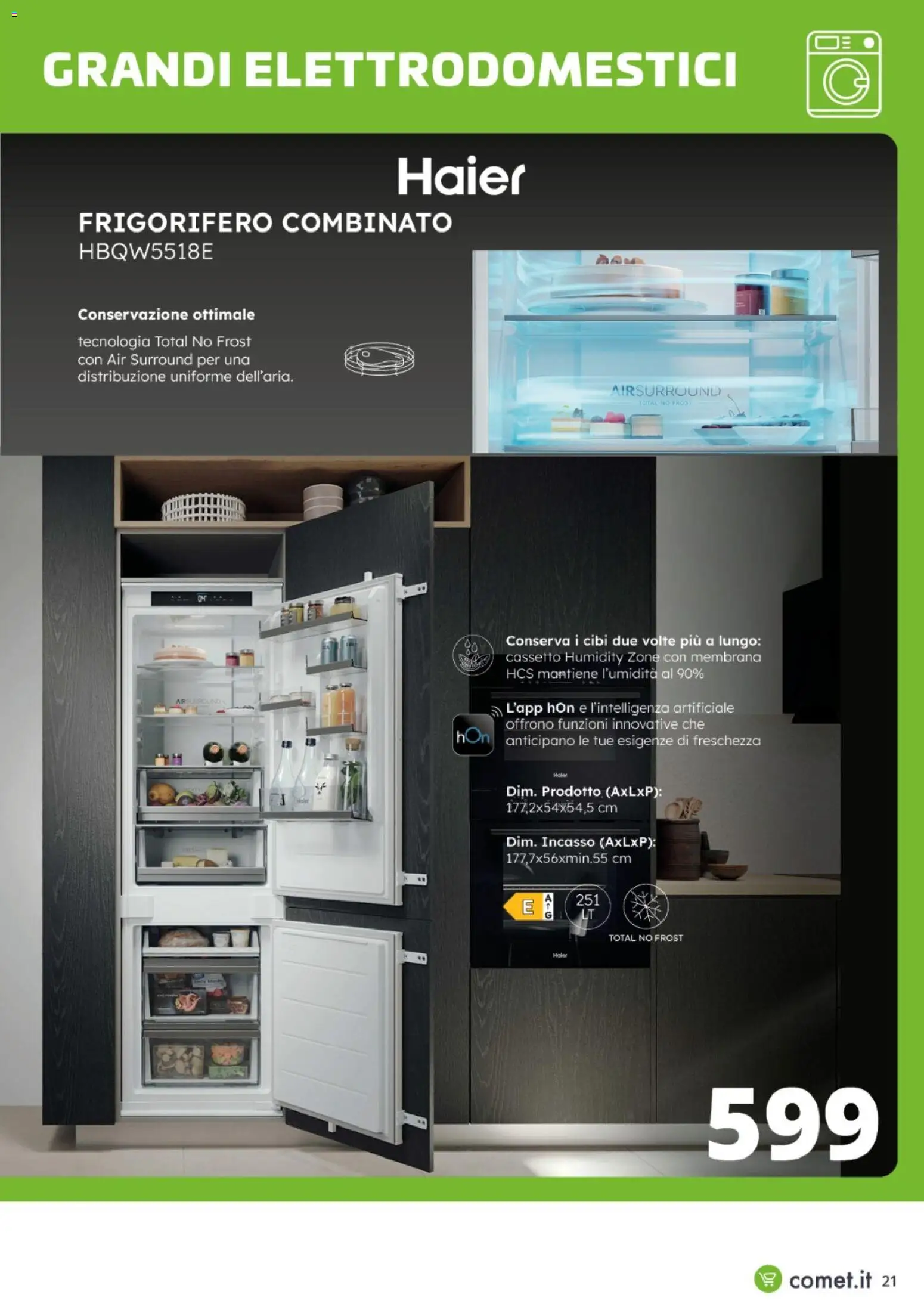 Volantino Comet del 17.11.2025 | Pagina: 21 | Prodotti: Frigorifero, Frigorifero combinato