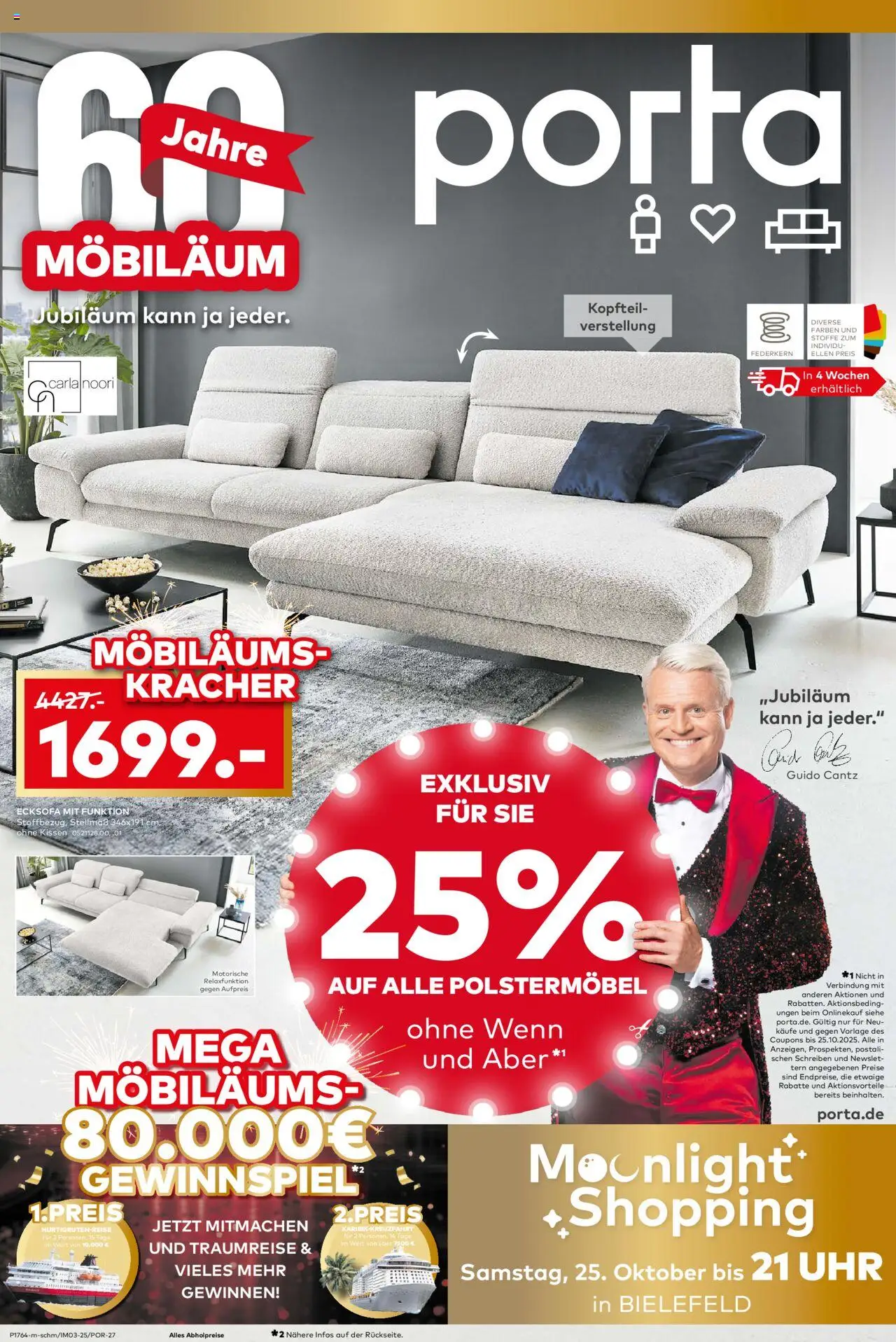 Porta! Prospekt 	 – gültig ab 19.10.2025 | Seite: 1 | Produkte: Ecksofa, Kissen, Uhr