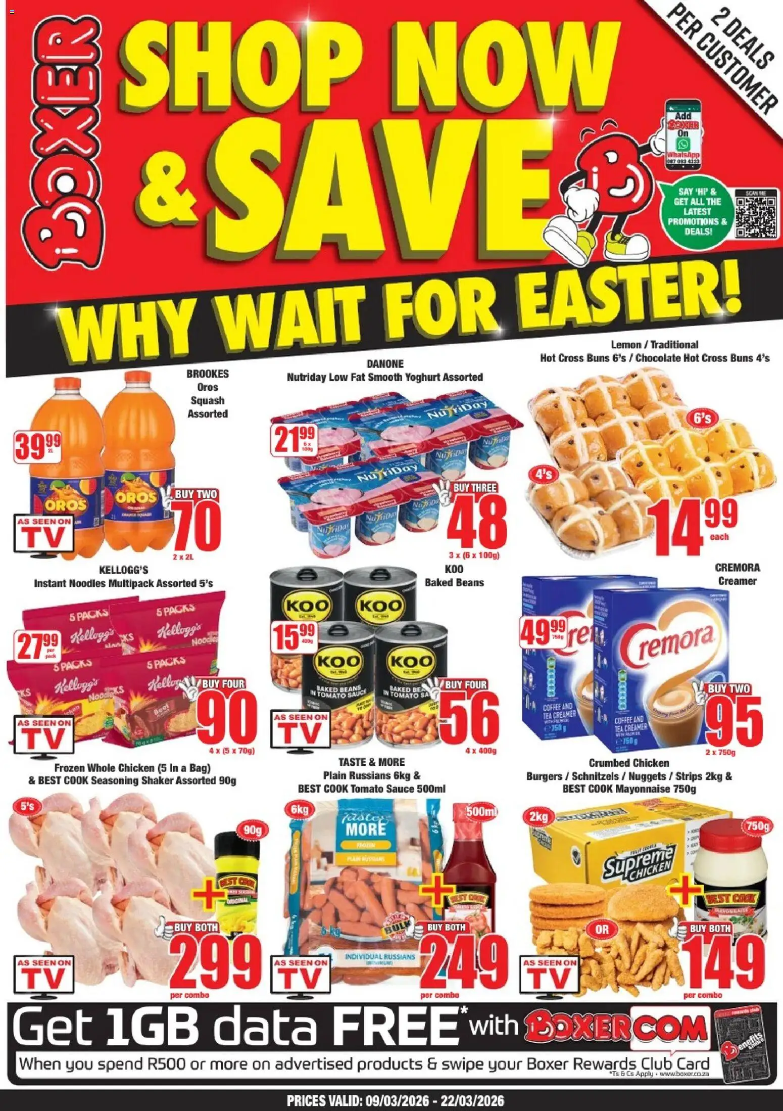 New Boxer catalogue – valid from 09.03.2026 | Page: 1 | Products: Beans, Buns, Noodles, Seasoning