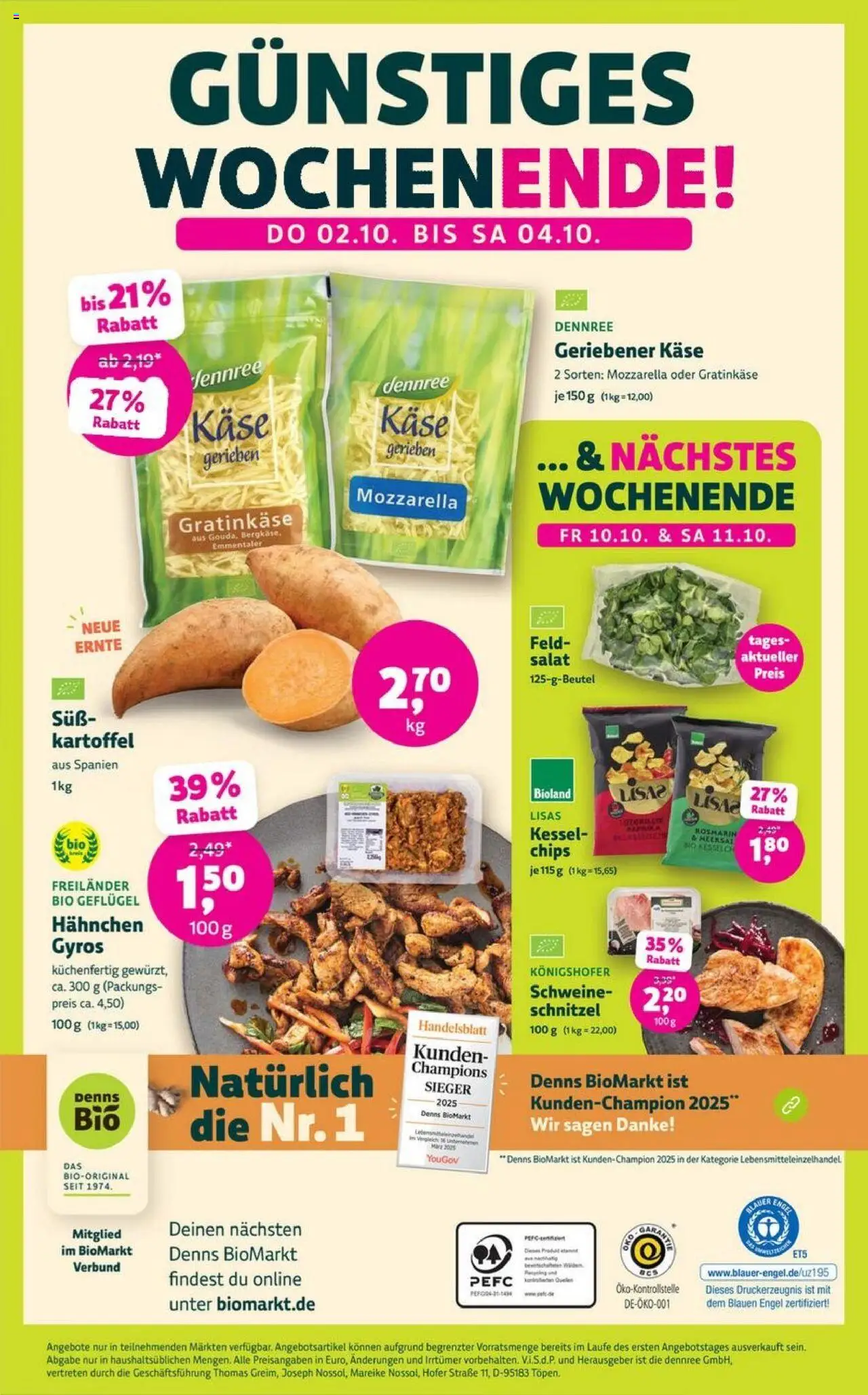 Denns BioMarkt Angebote – gültig ab 24.09.2025 | Seite: 14 | Produkte: Hahnchen, Käse, Mozzarella, Gyros