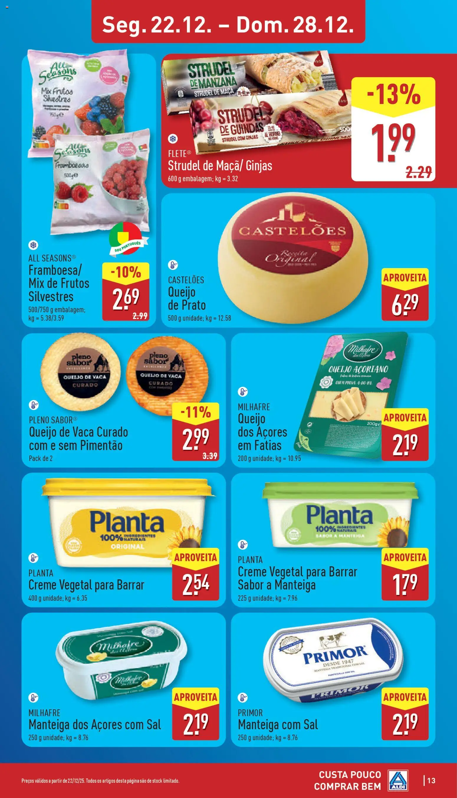 Aldi folheto │ válido de 22.12.2025 | Página: 13 | Produtos: Pimentão, Sal, Manteiga, Creme