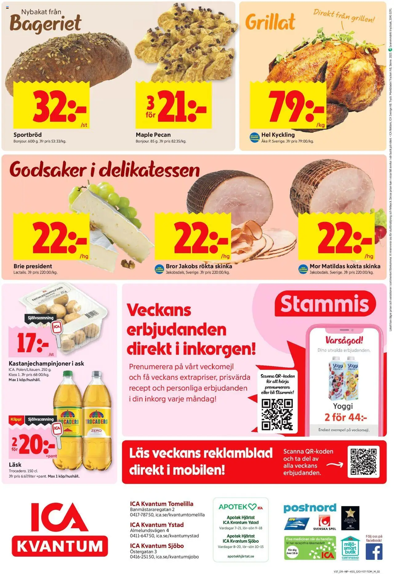 ICA Kvantum reklamblad aktuell från 08.09.2025 | Sida: 10 | Produkter: Skinka, Yoggi, Spel