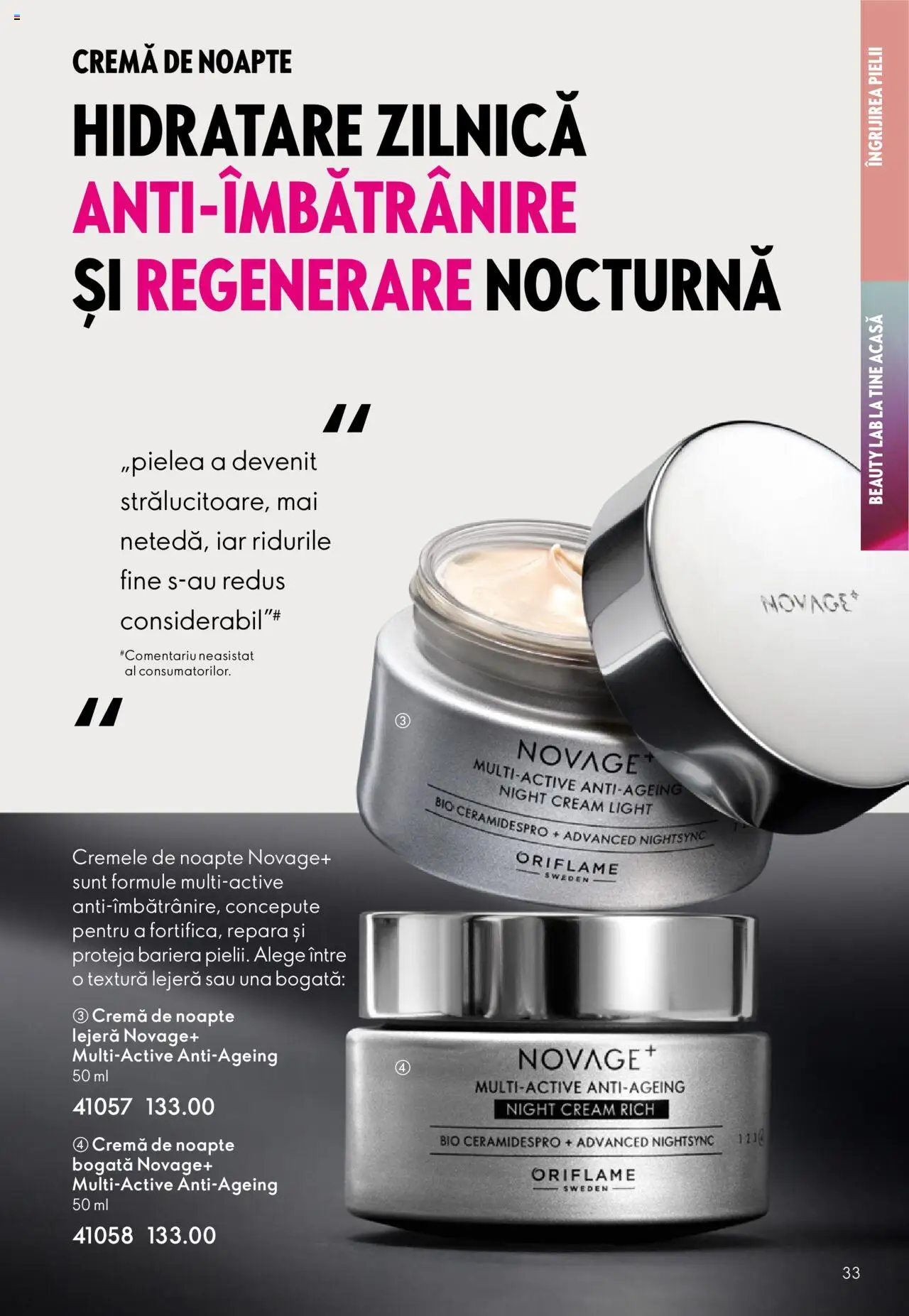 Oriflame catalog 13 2025 – valabil de la 10.09.2025 | Pagină: 33 | Produse: Şerit ödül, Cremă de noapte, Cremă