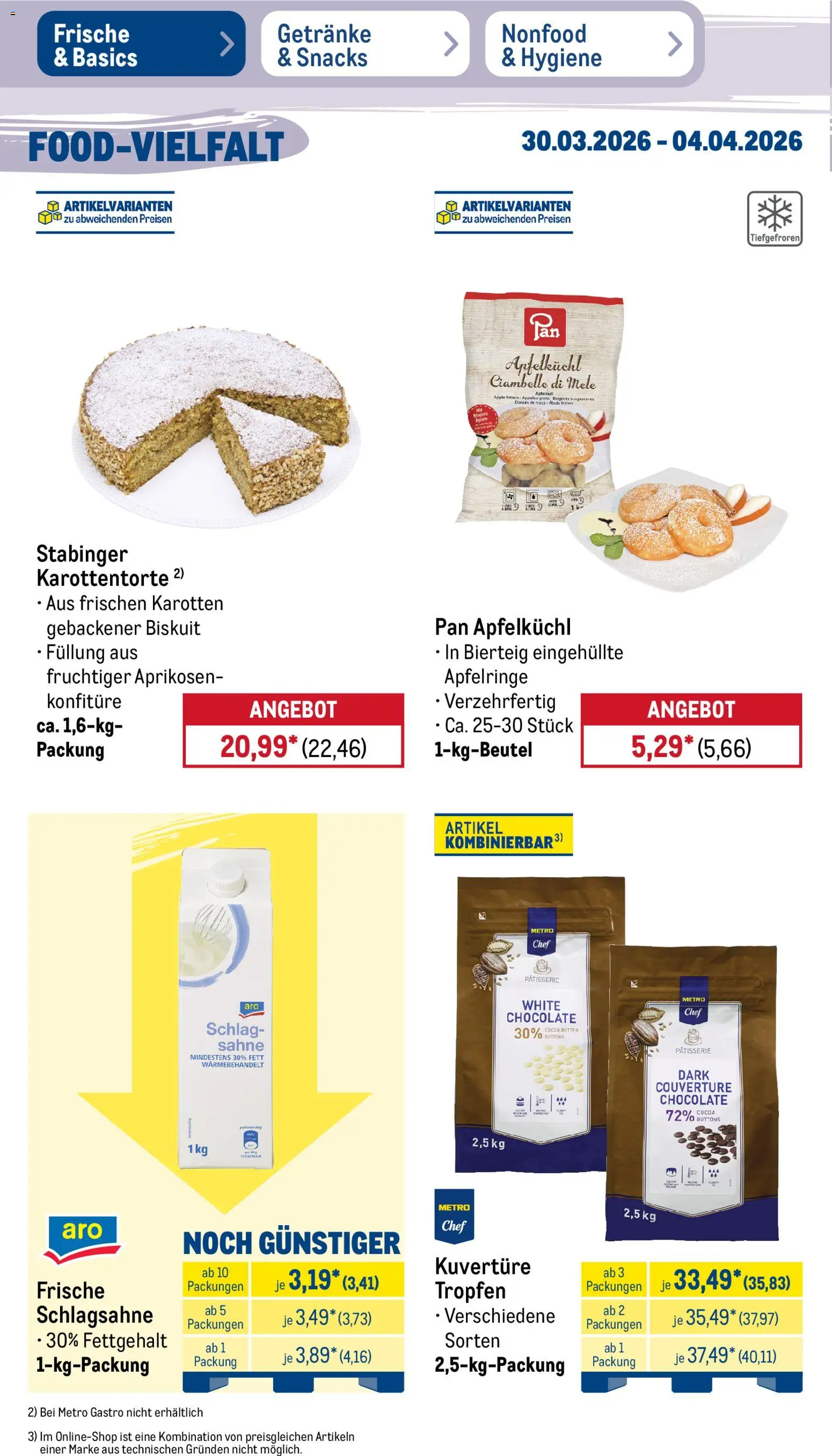 Metro Prospekt 	 – gültig ab 30.03.2026 | Seite: 22 | Produkte: Schlagsahne, Butter, Donuts, Sahne