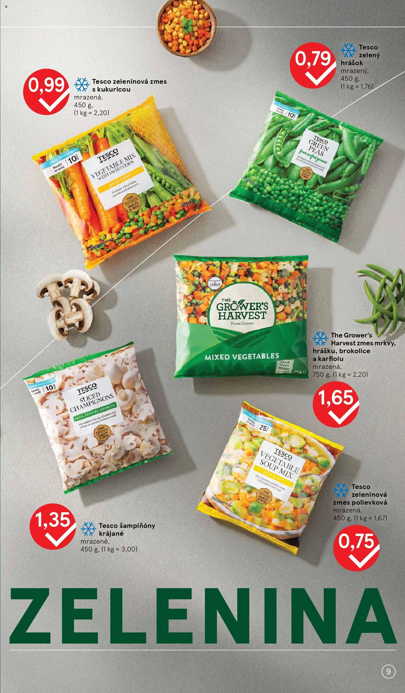 Nové Tesco akcie – leták je platný od 07.01.2026 | Strana: 9 | Produkty: Hrášok